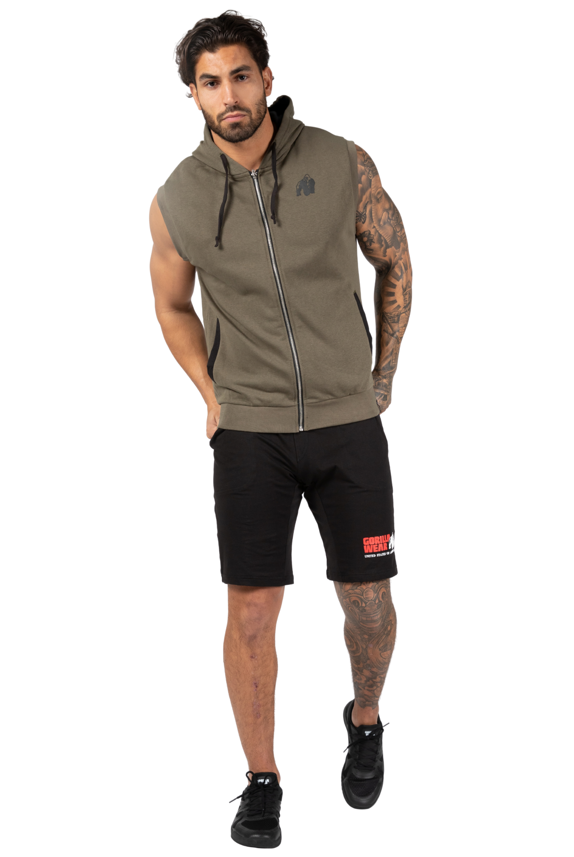 Gorilla Wear Springfield S/L Zipped Hoodie Hoodie & Sweatshirt Army Green