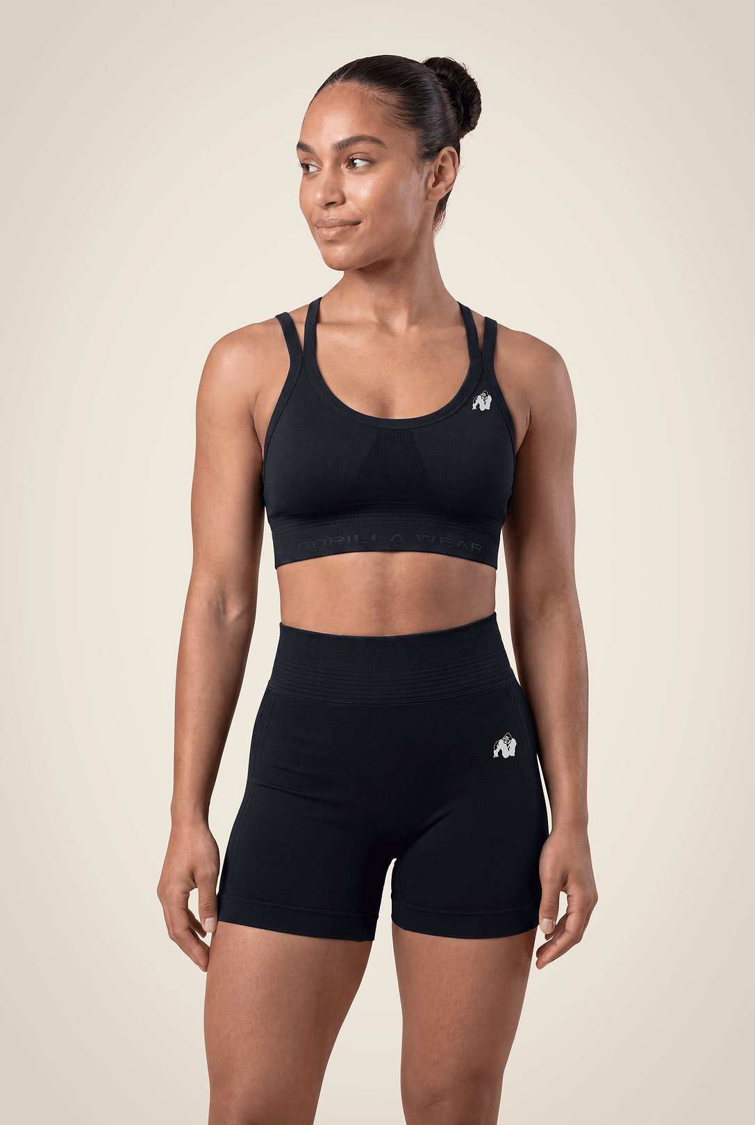 Gorilla Wear Whitney Seamless Sports Bra - Black - Front View
