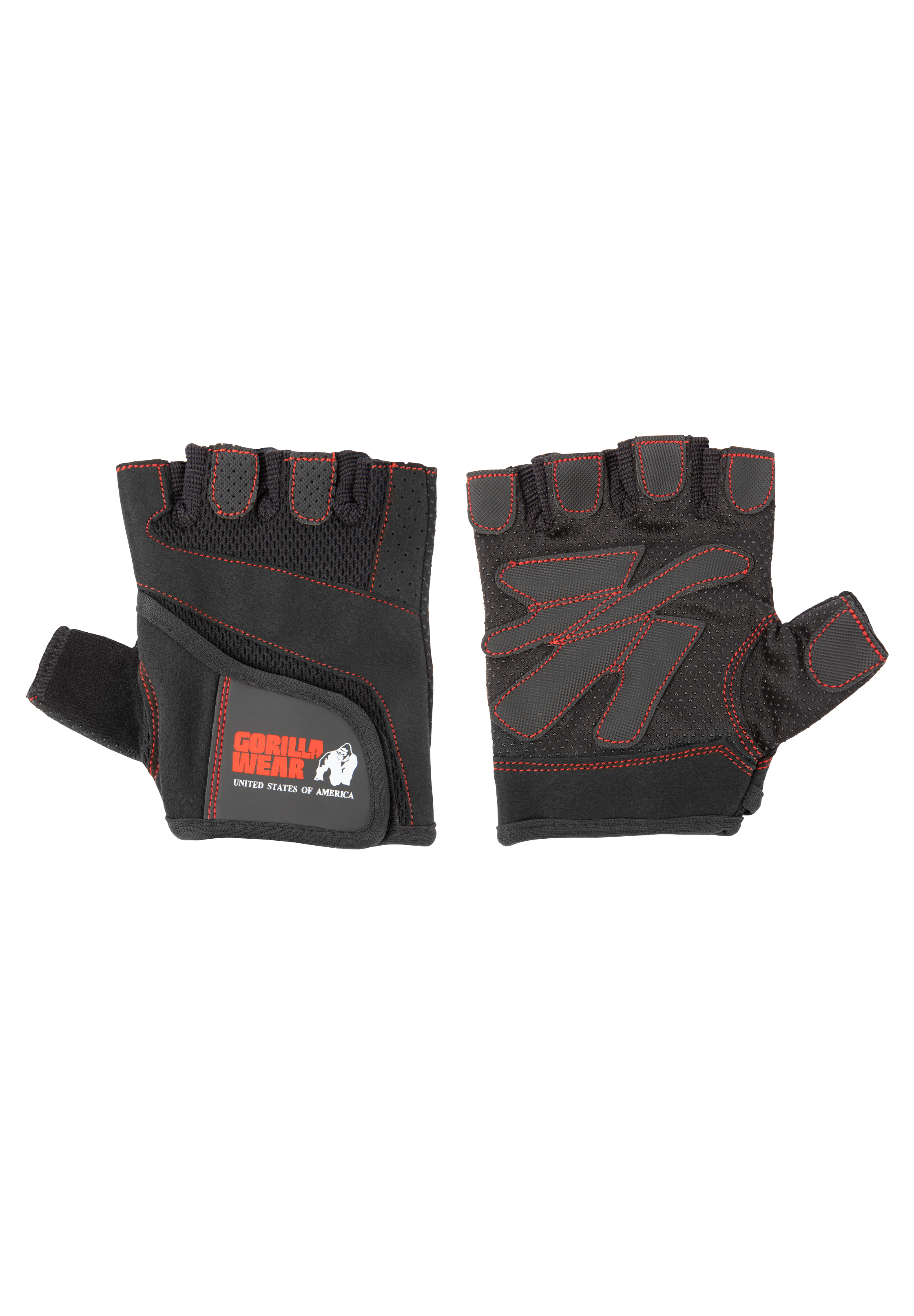 Gorilla Wear Women's Fitness Gloves Workout Gloves & Grips Black/Red Stitched