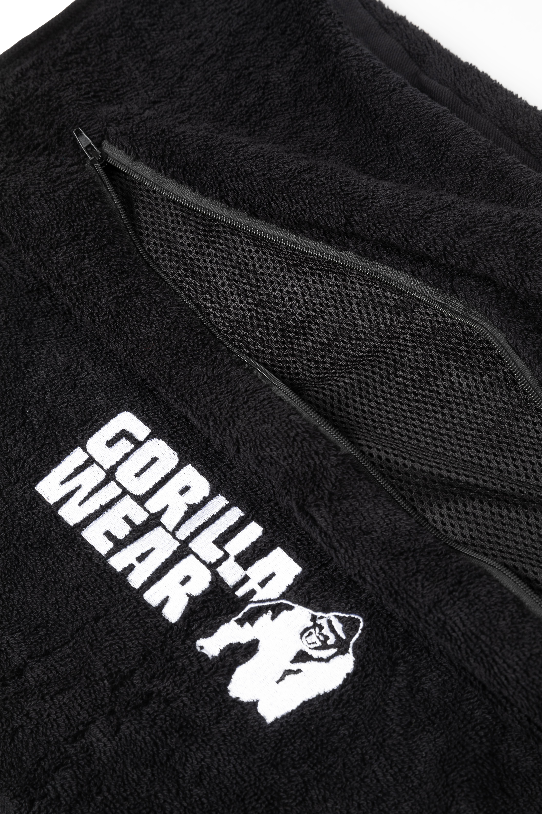 Gorilla Wear Zip Pocket Gym Towel Towels Black