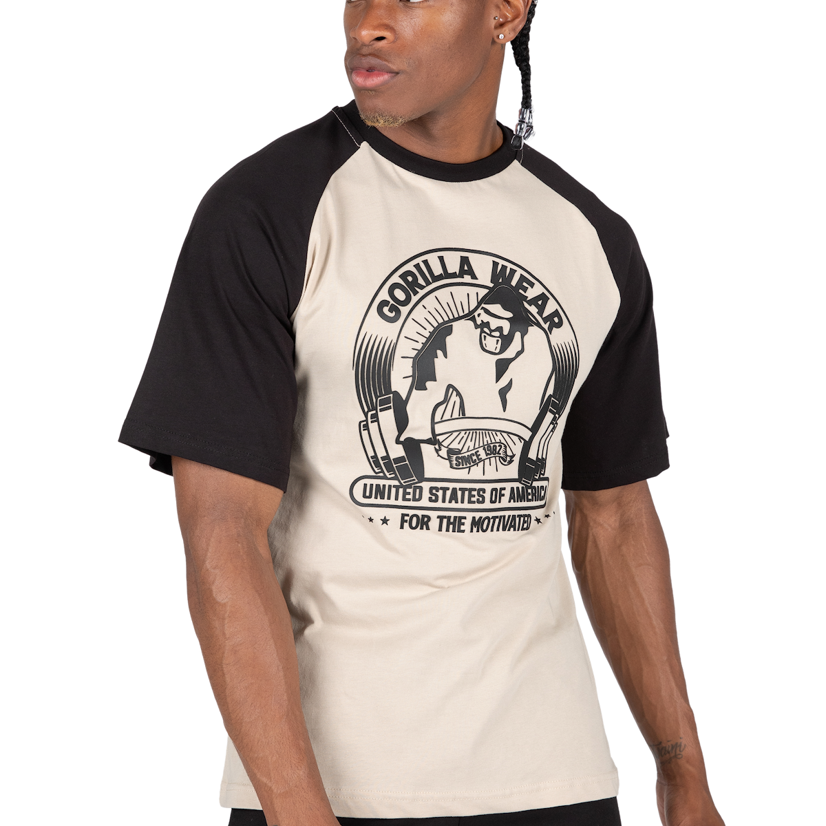 Logan Oversized T-Shirt - Beige/Black – Gorilla Wear