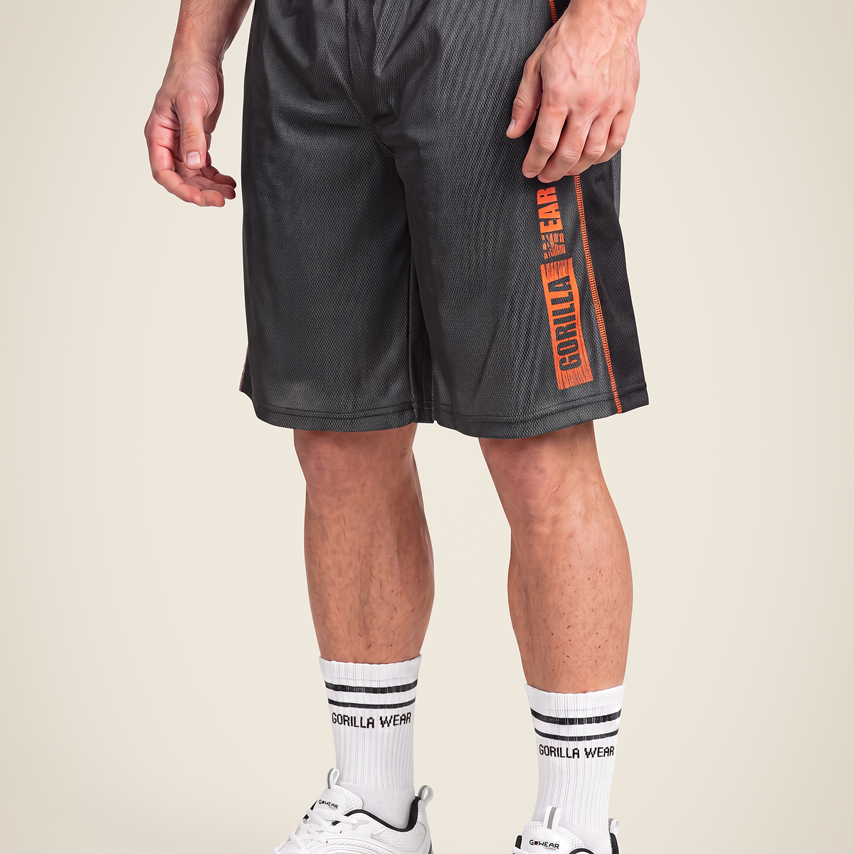 Wallace Mesh Shorts - Gray/Orange – Gorilla Wear