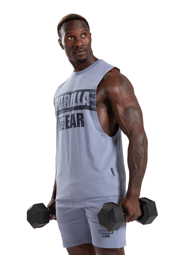 Lopez Drop Armhole Tank Top - Stone Wash Blue