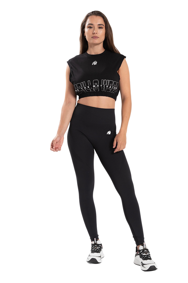 Albion Oversized Crop Top-Black