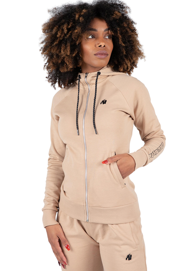 Marion Zipped Hoodie - Beige