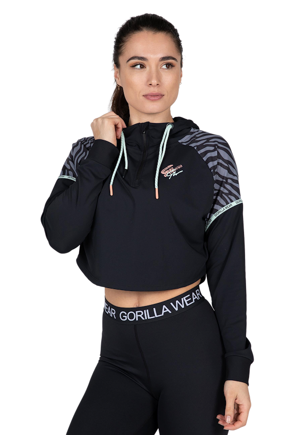 Zion Cropped Hoodie - Black