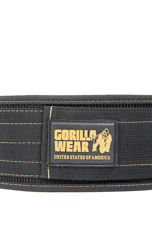 Gorilla Wear 4 Inch Nylon Lifting Belt - Black/Gold