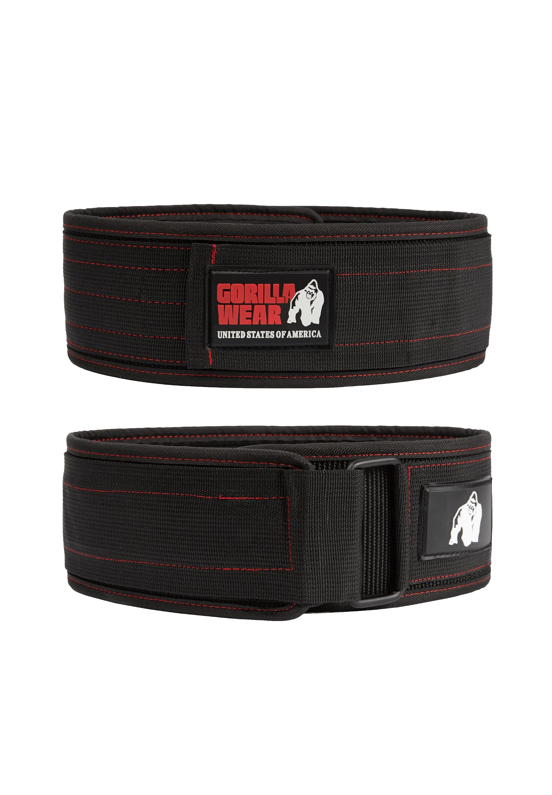 GW 4 Inch Nylon Lifting Belt - Black/Red Stitched