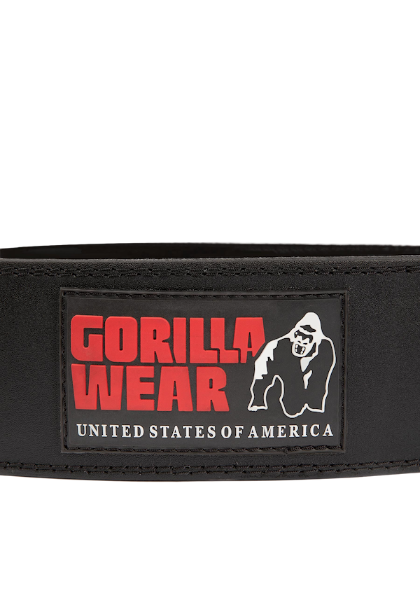 Gorilla Wear 4 Inch Padded Leather Lifting Belt - Black/Red