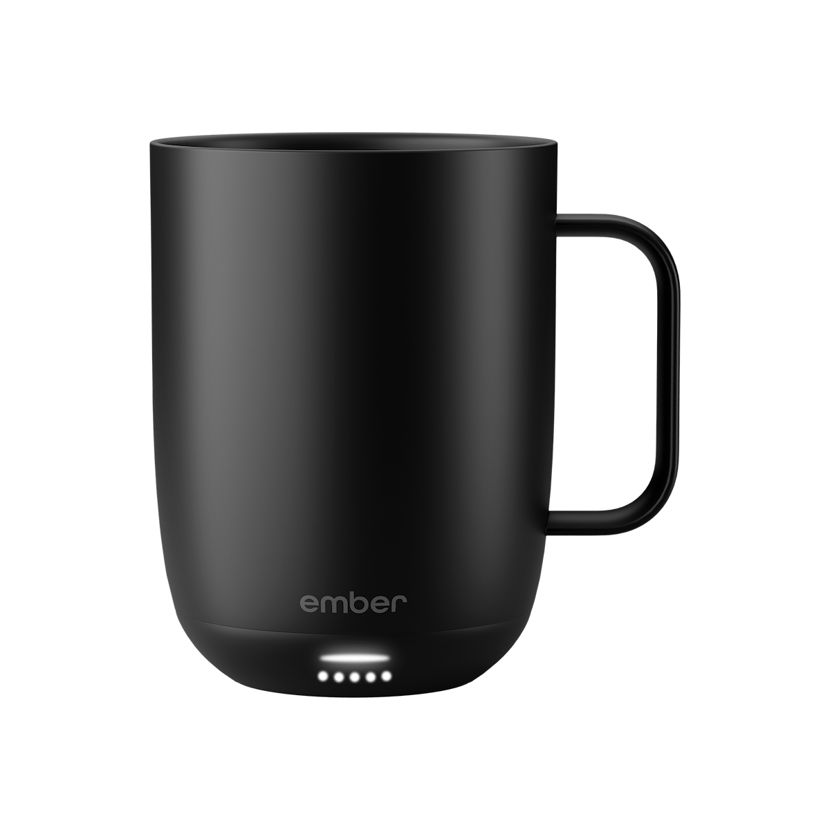 Powder blue Ember Mug 3 resting on a stack of books