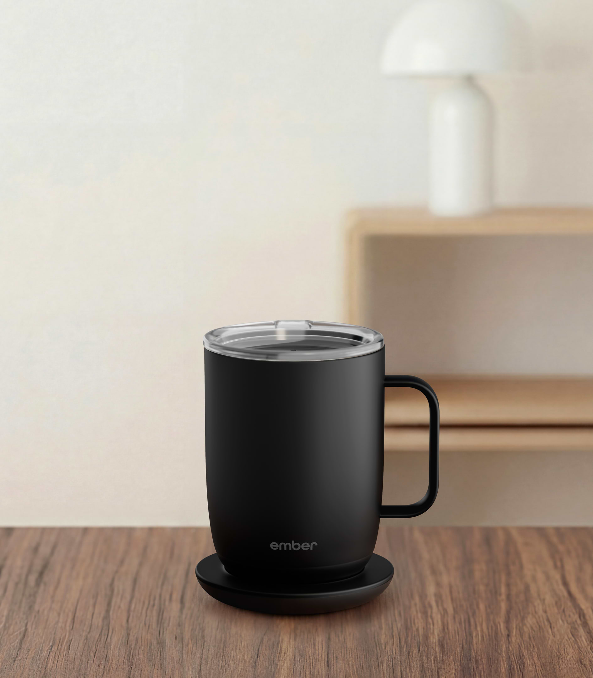 Ember Mug 3 in Black, 14 oz, on a desk