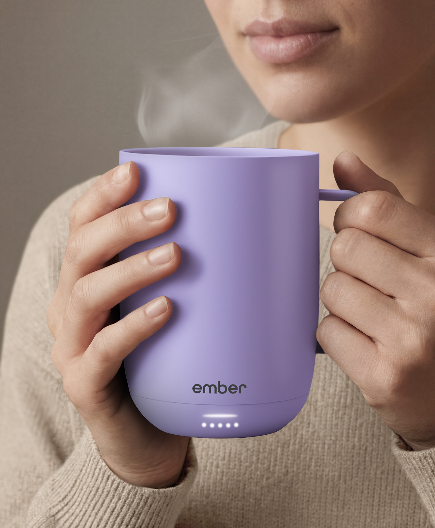 Ember Mug 3 in Lavender, 14 oz, held in hands