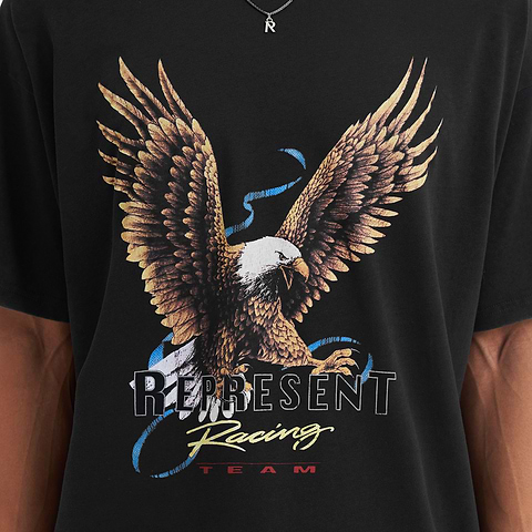 black graphic tee