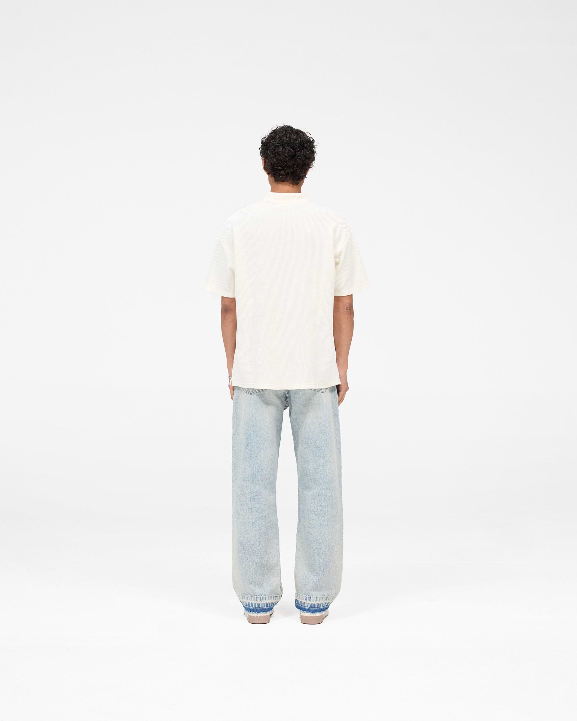 Ribbed Polo - Aged White