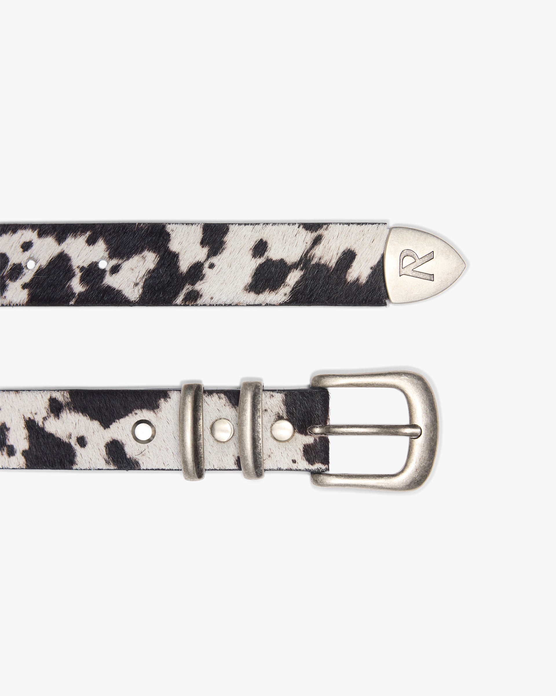 Cowhide Rodeo Belt - Flat White Jet Black