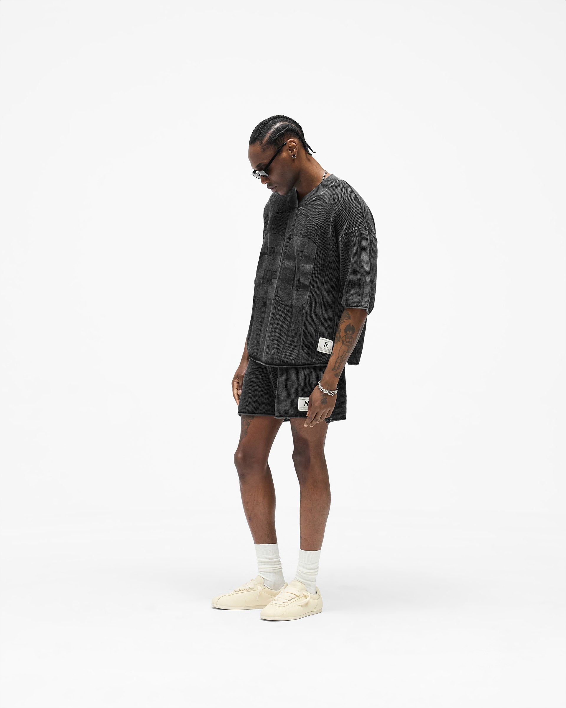 Knitted Varsity Shorts - Vintage Grey
