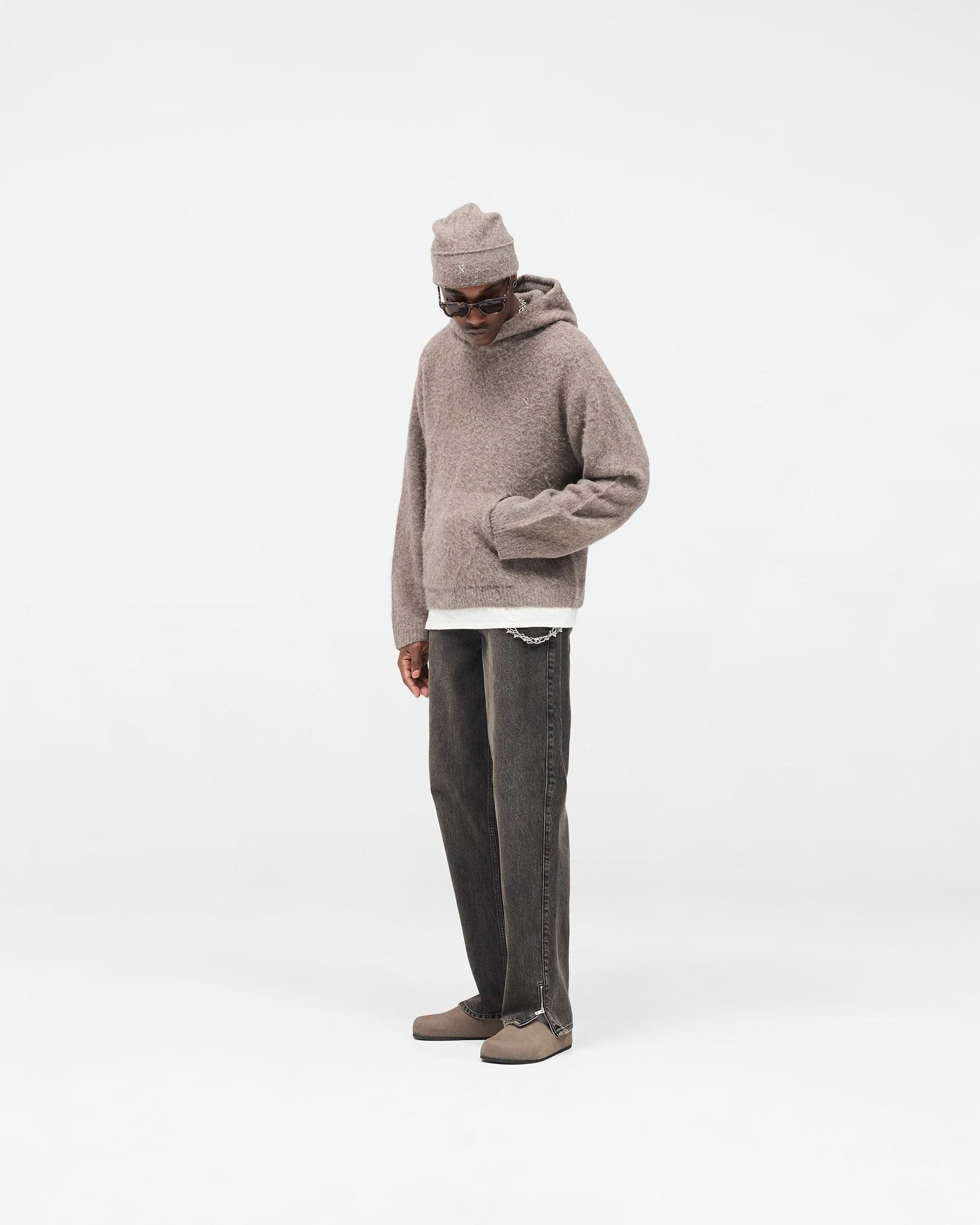 Textured Borg Hoodie - Nero