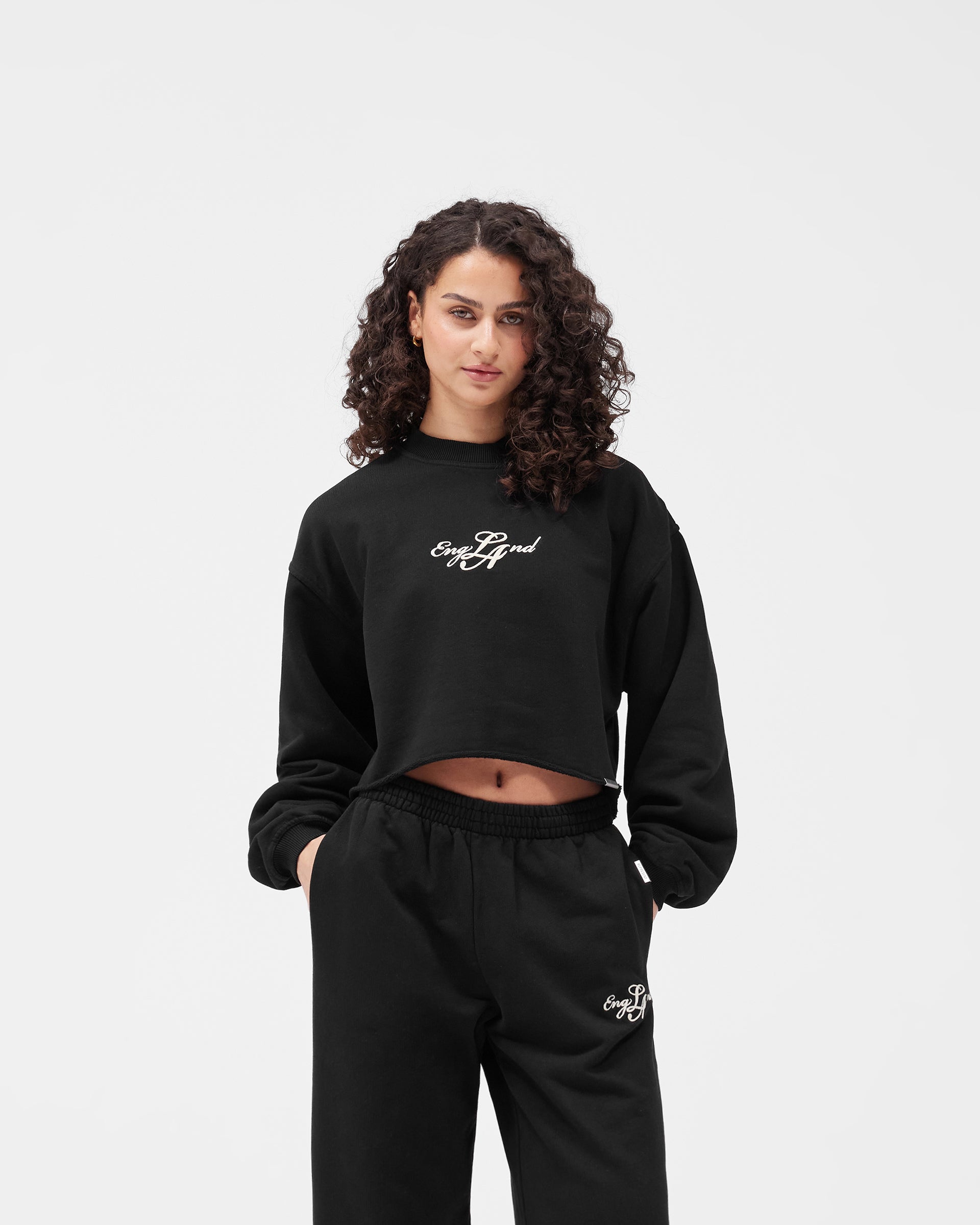 EngLAnd Cropped Sweatshirt - Jet Black