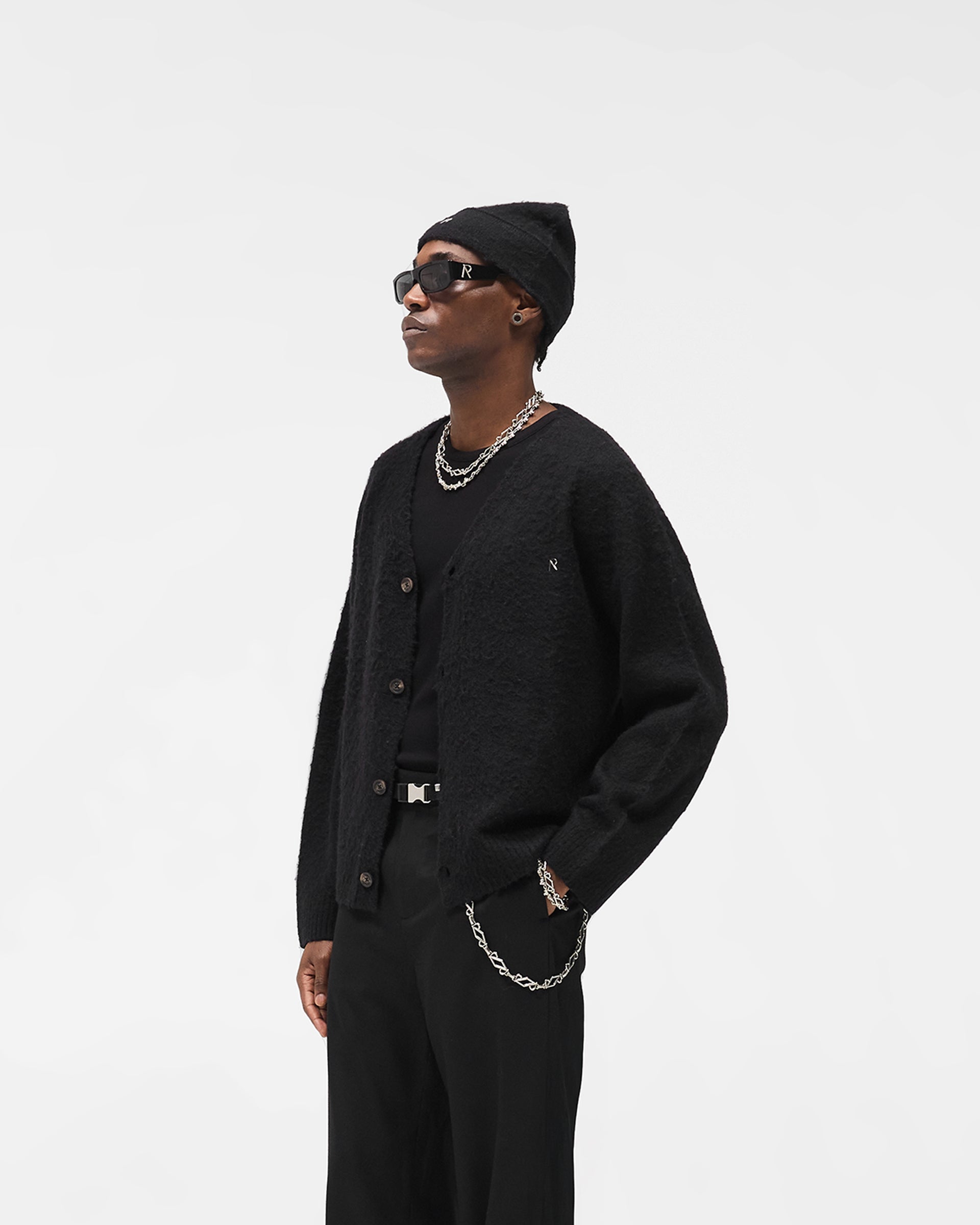 Textured Knit Cardigan - Jet Black
