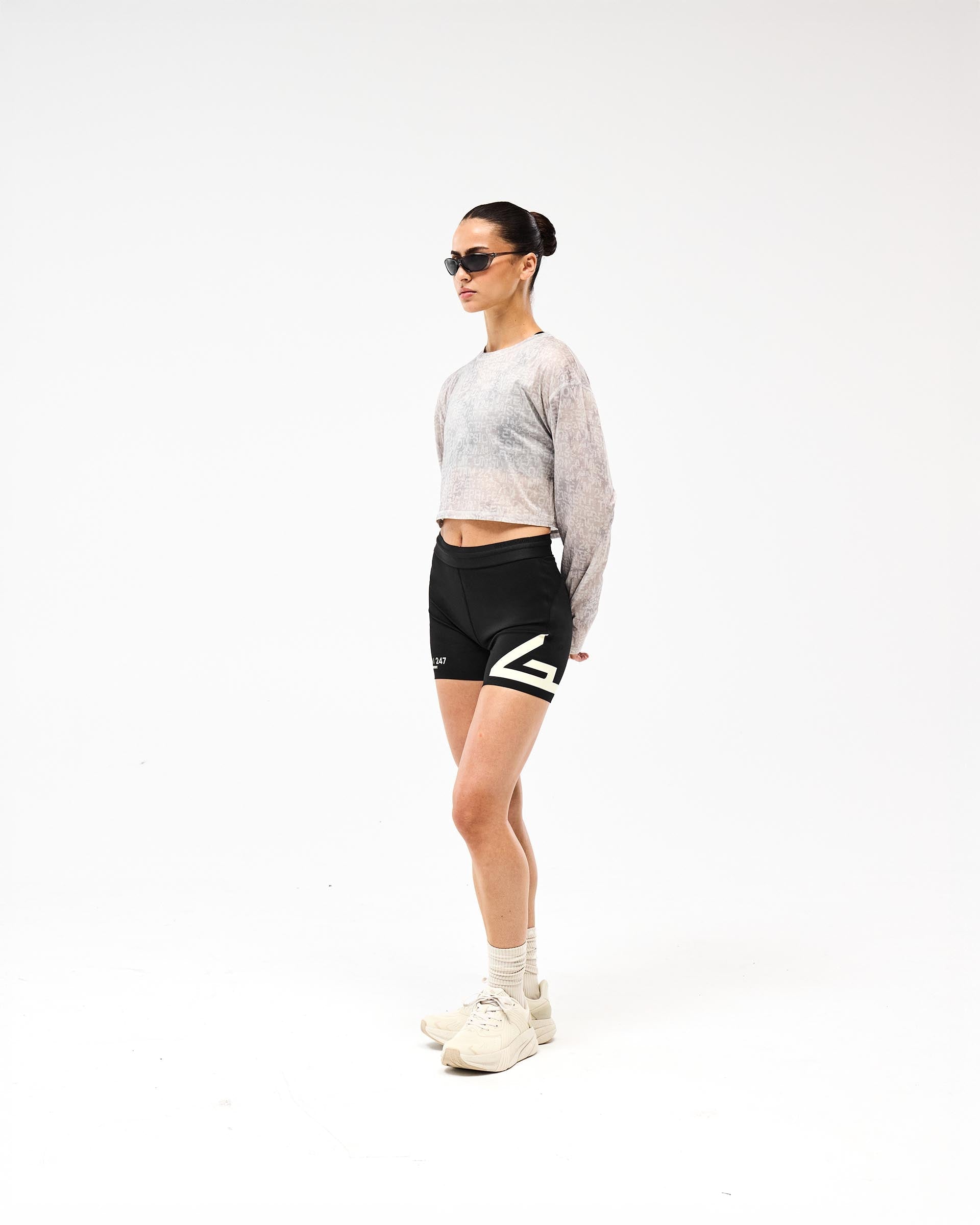 247 Glitch Cropped Training T-Shirt - Grey