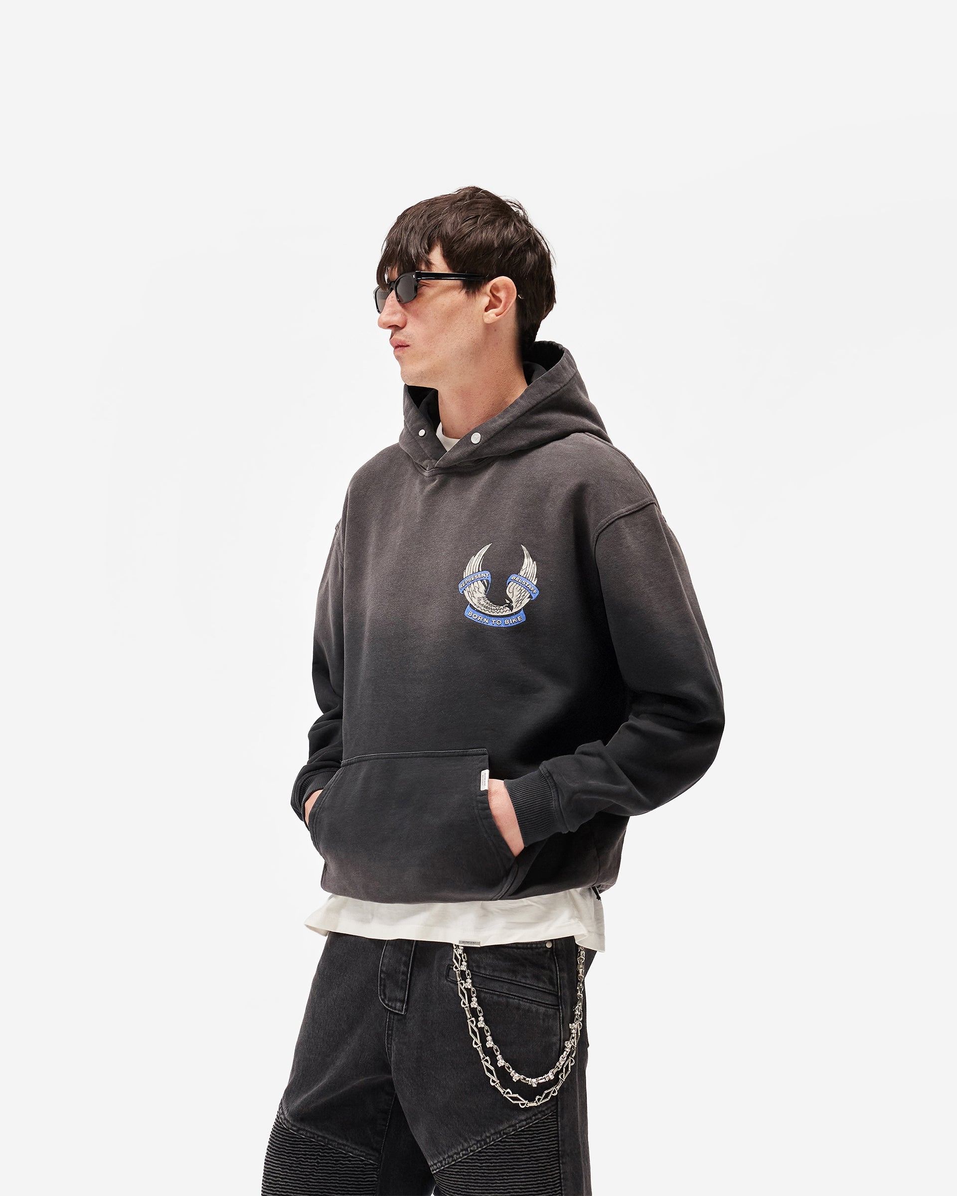 Represent X Belstaff Born To Bike Hoodie - Aged Black