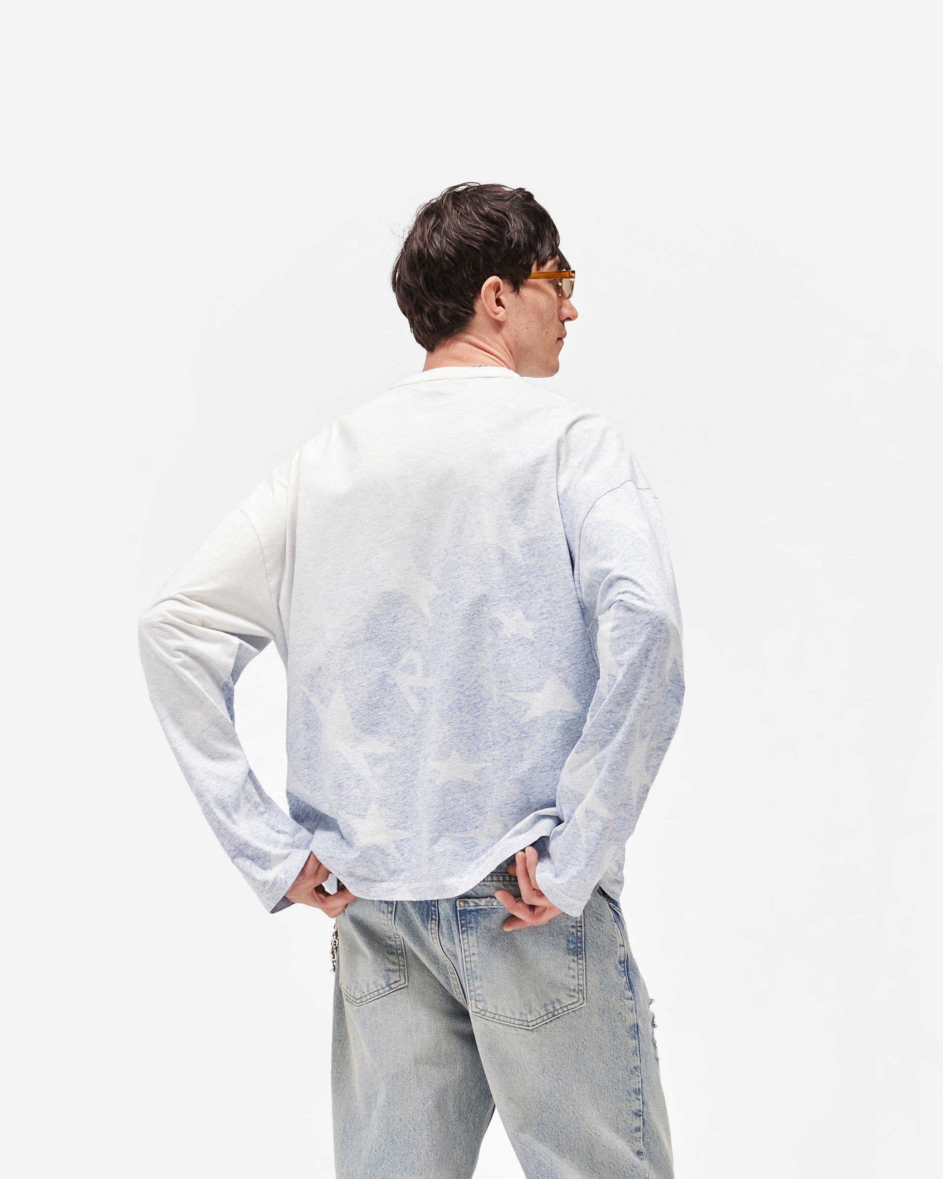 USA Long Sleeve T-Shirt - Washed Blue