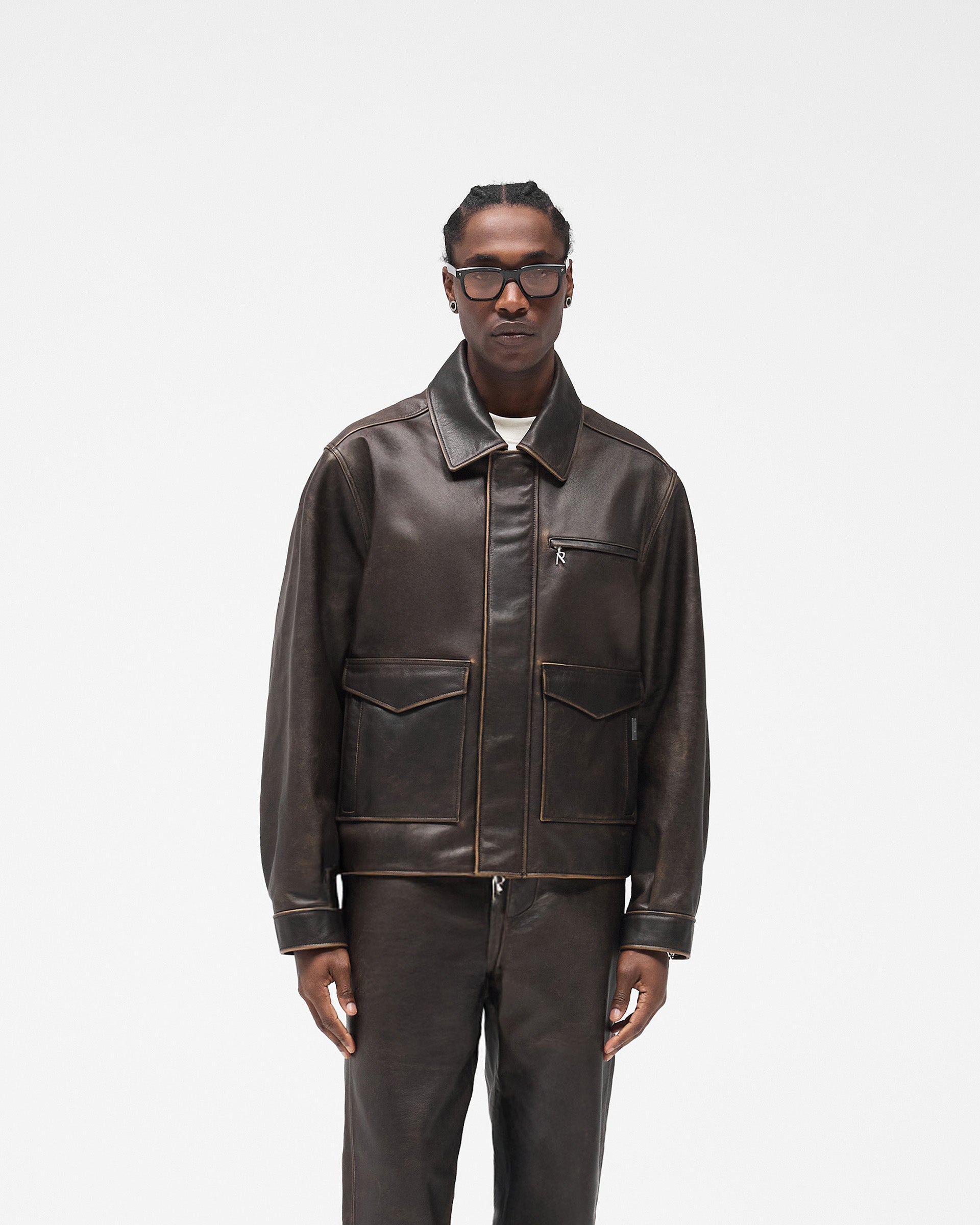 Sunfade Leather Jacket - Nero