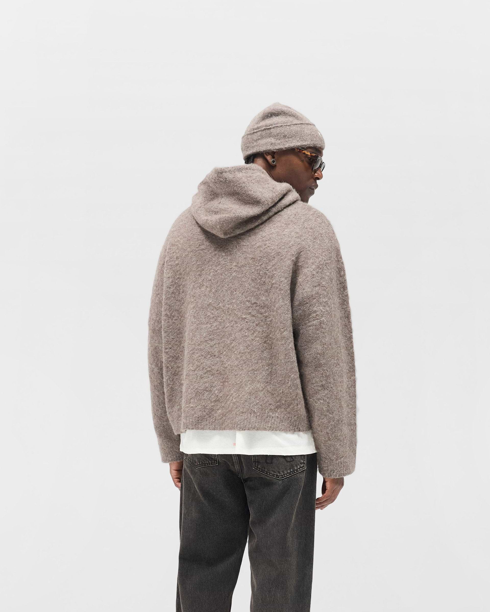 Textured Borg Hoodie - Nero