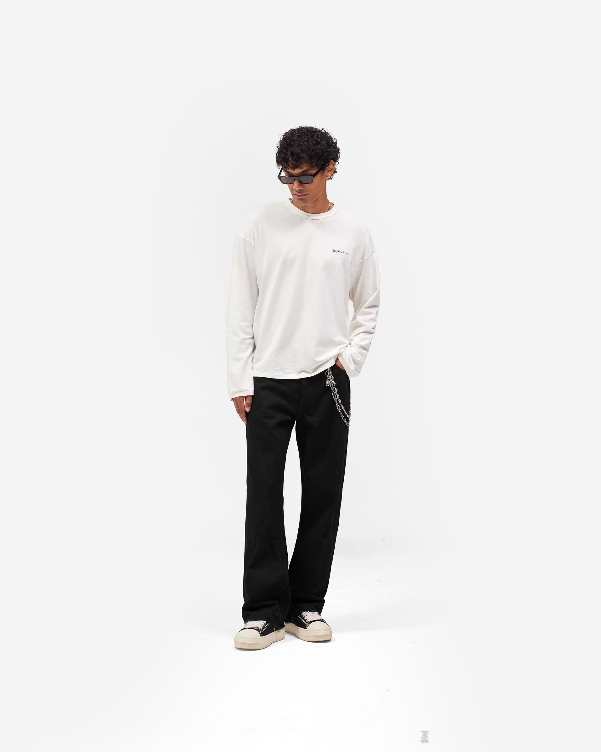 Lowercase Logo Long Sleeve T-Shirt - Flat White