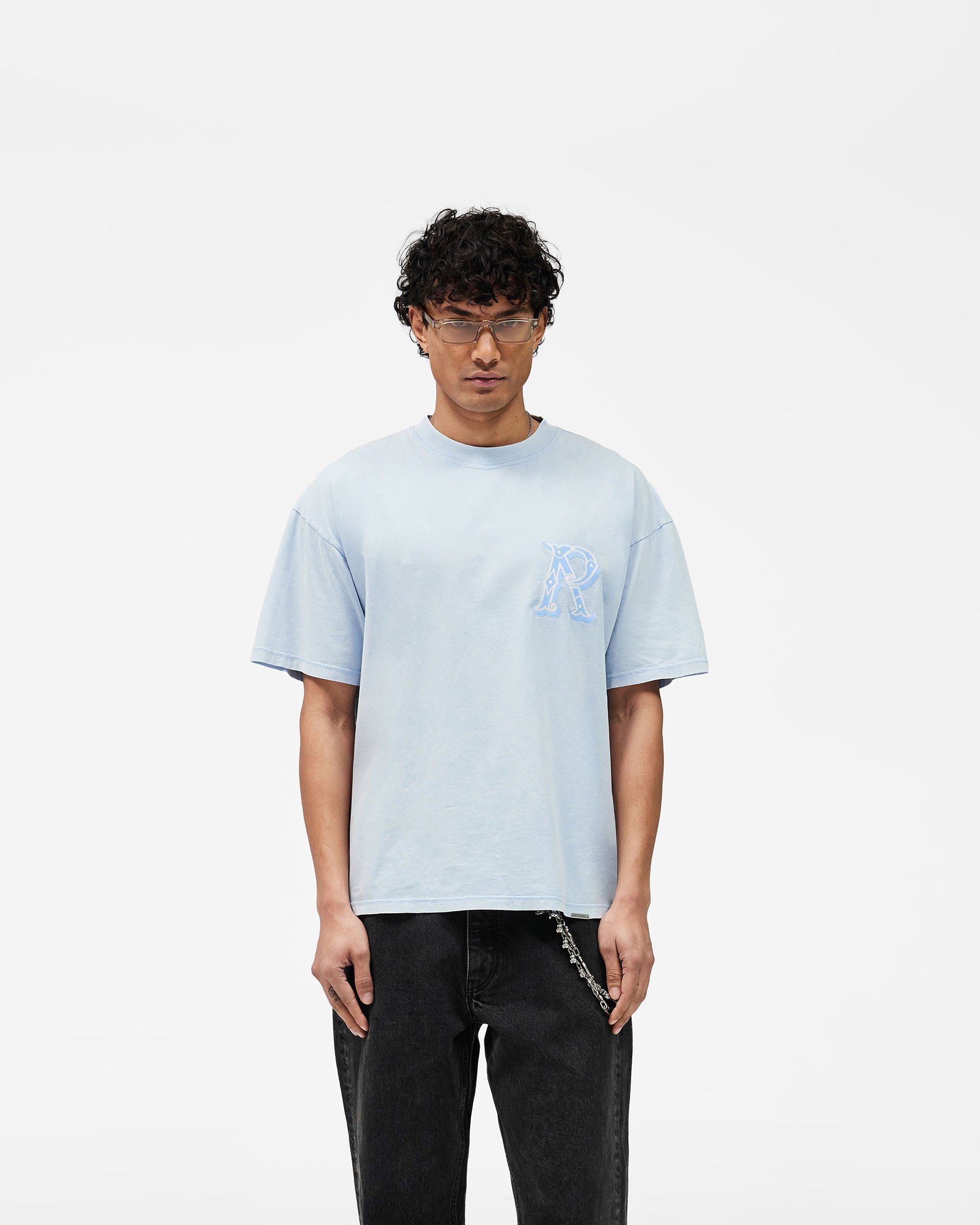 Western Initial T-Shirt - Mountain Blue