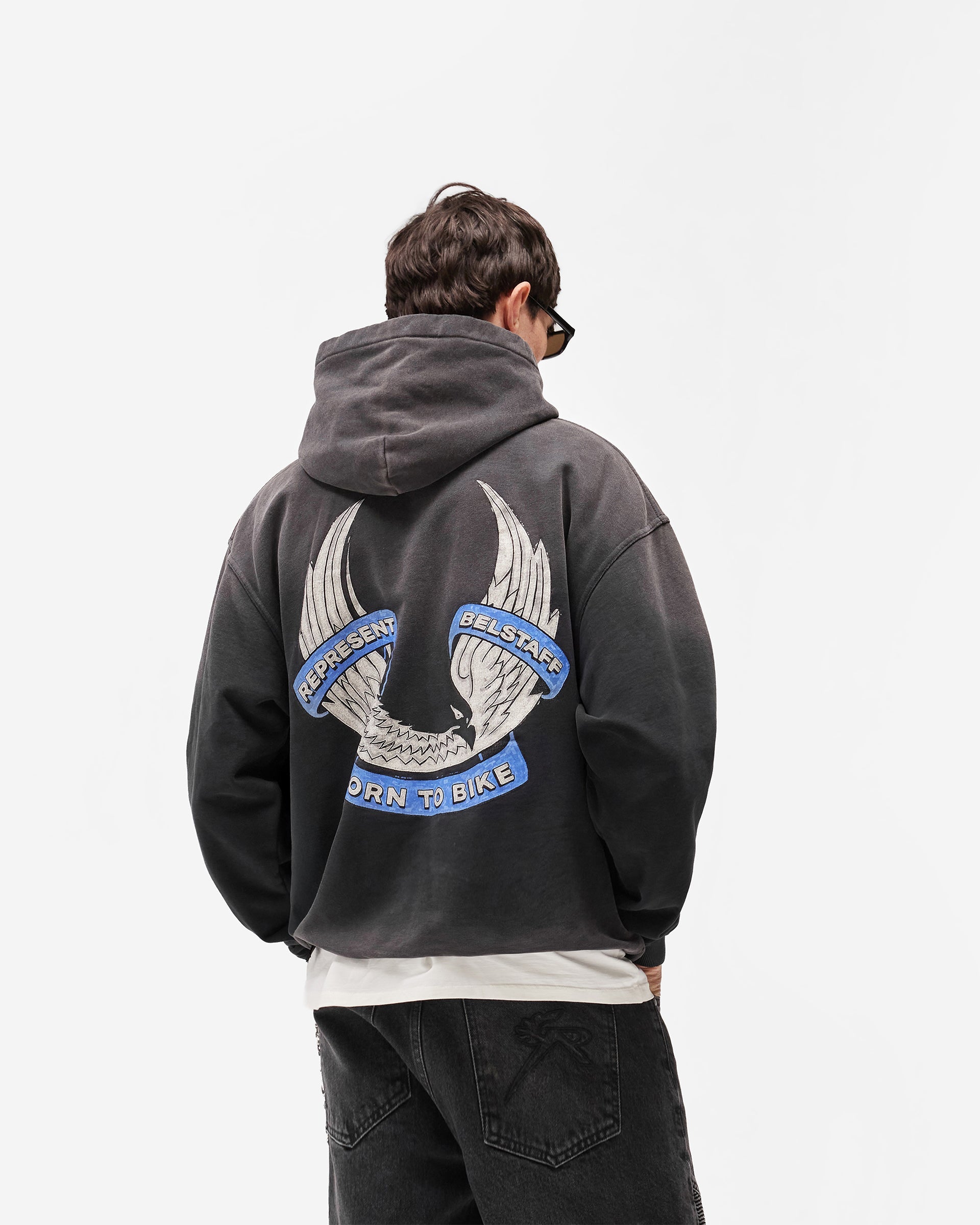 Represent X Belstaff Born To Bike Hoodie - Aged Black