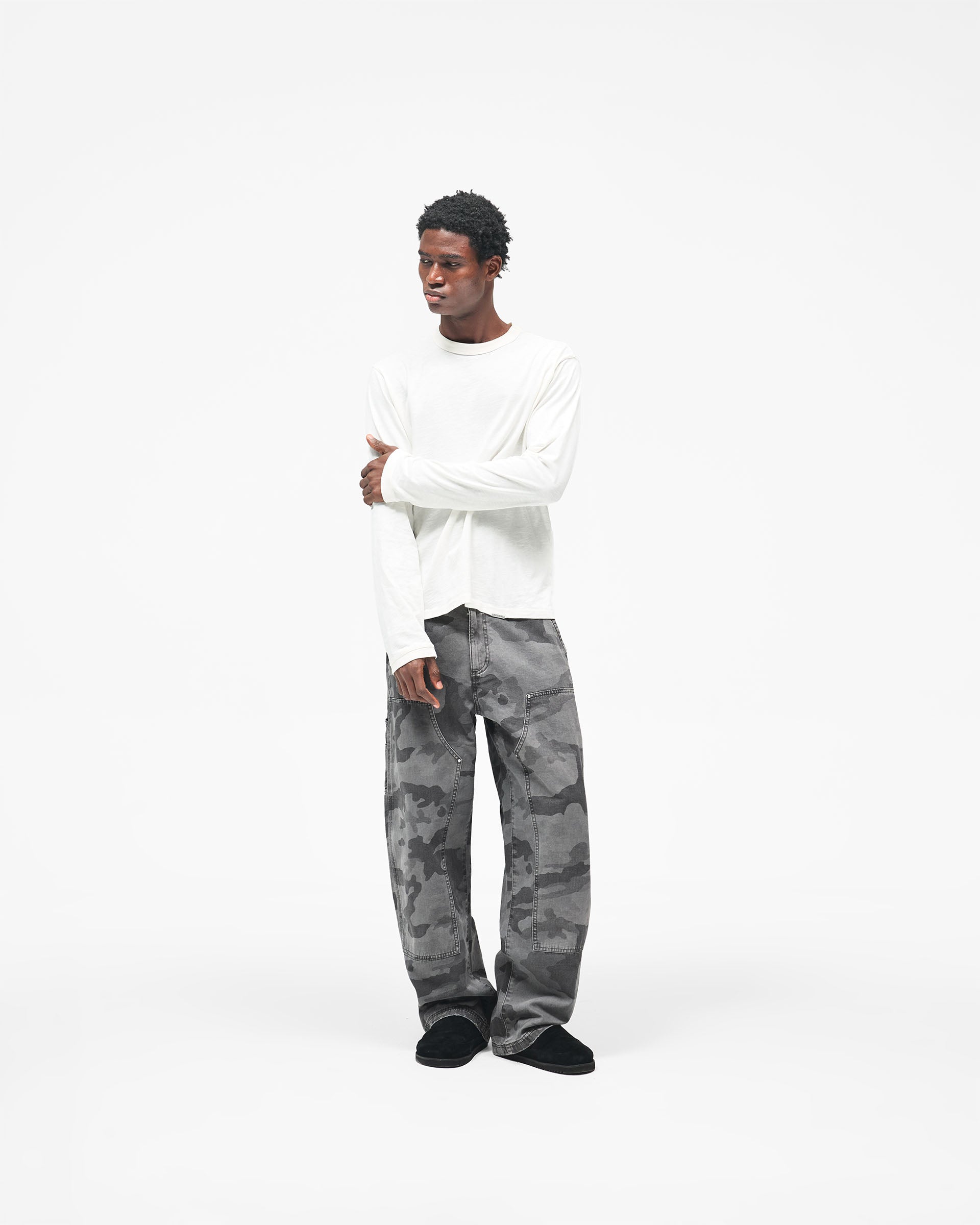 Heaton Camo Workwear Pant - Washed Grey Camo