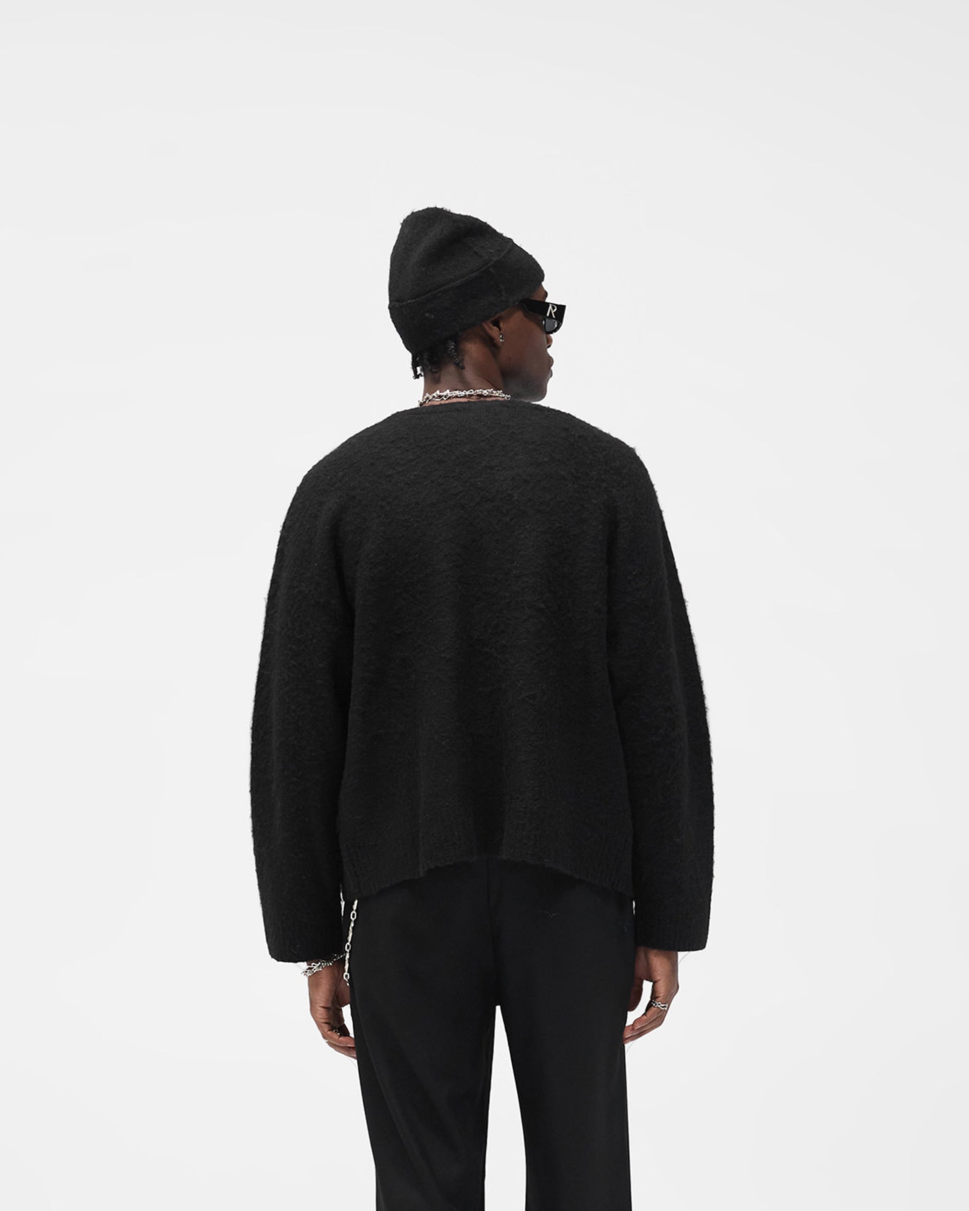 Textured Knit Cardigan - Jet Black