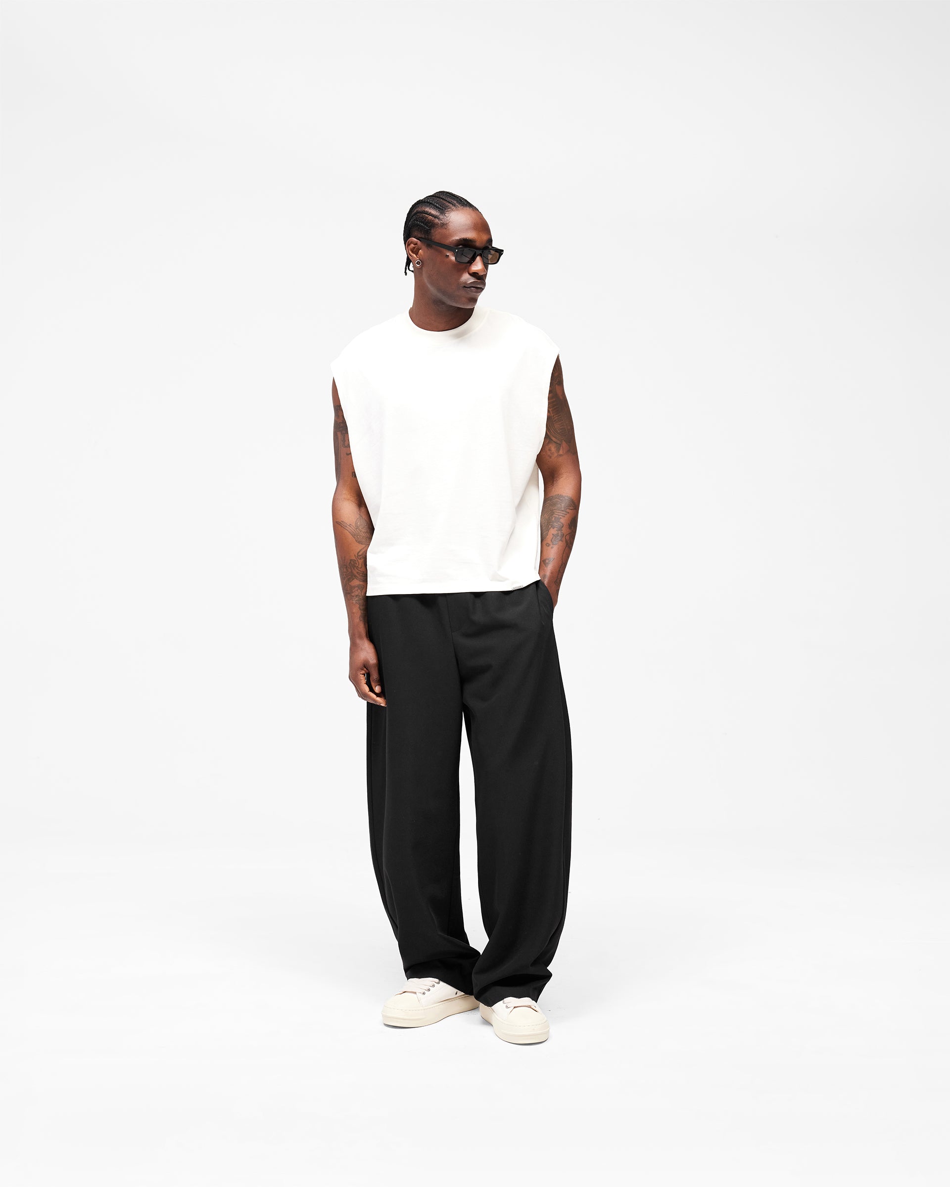 Initial Boxy Tank - Flat White