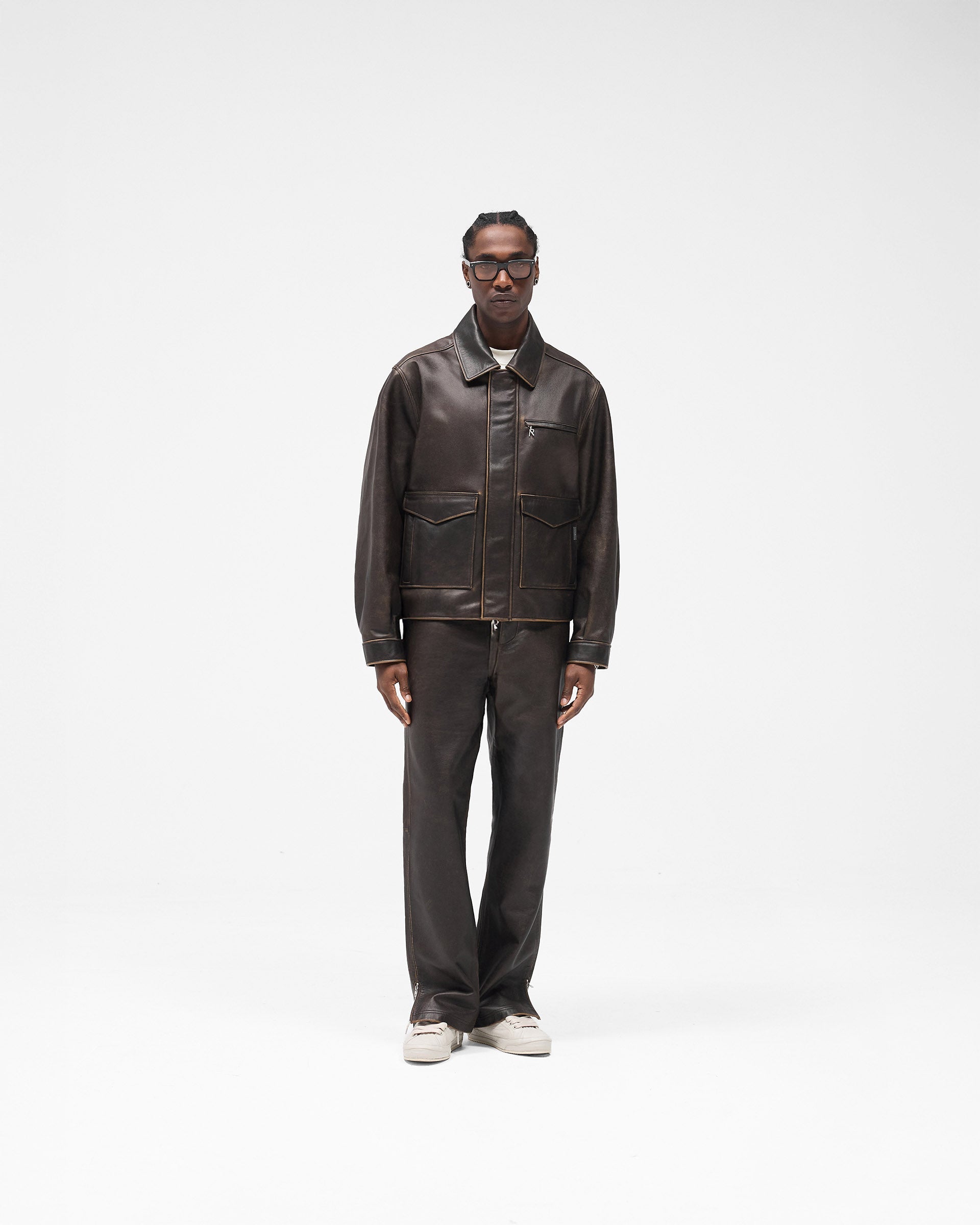 Sunfade Leather Jacket - Nero