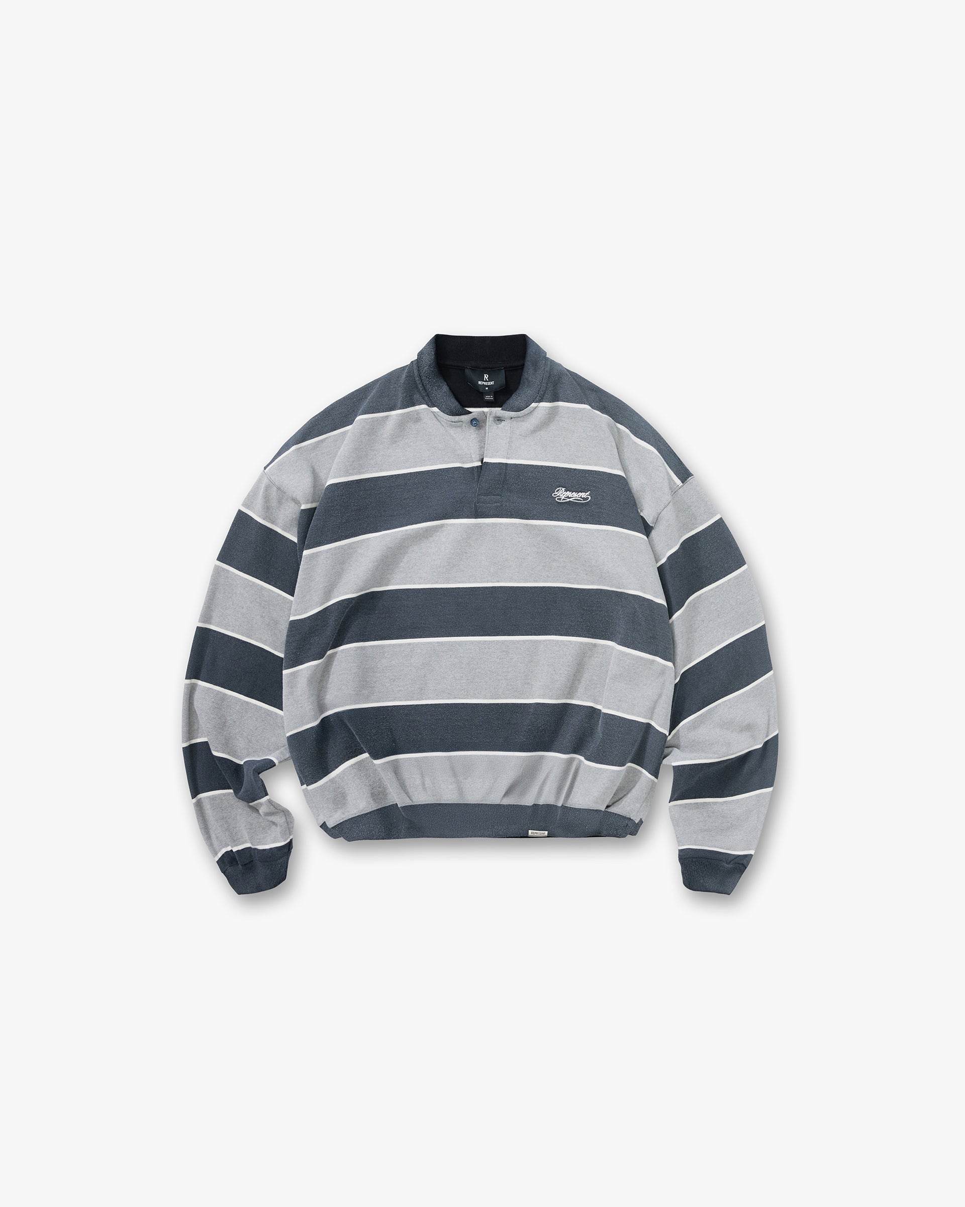 California Striped Henley Sweater - Jet Black Grey Marl