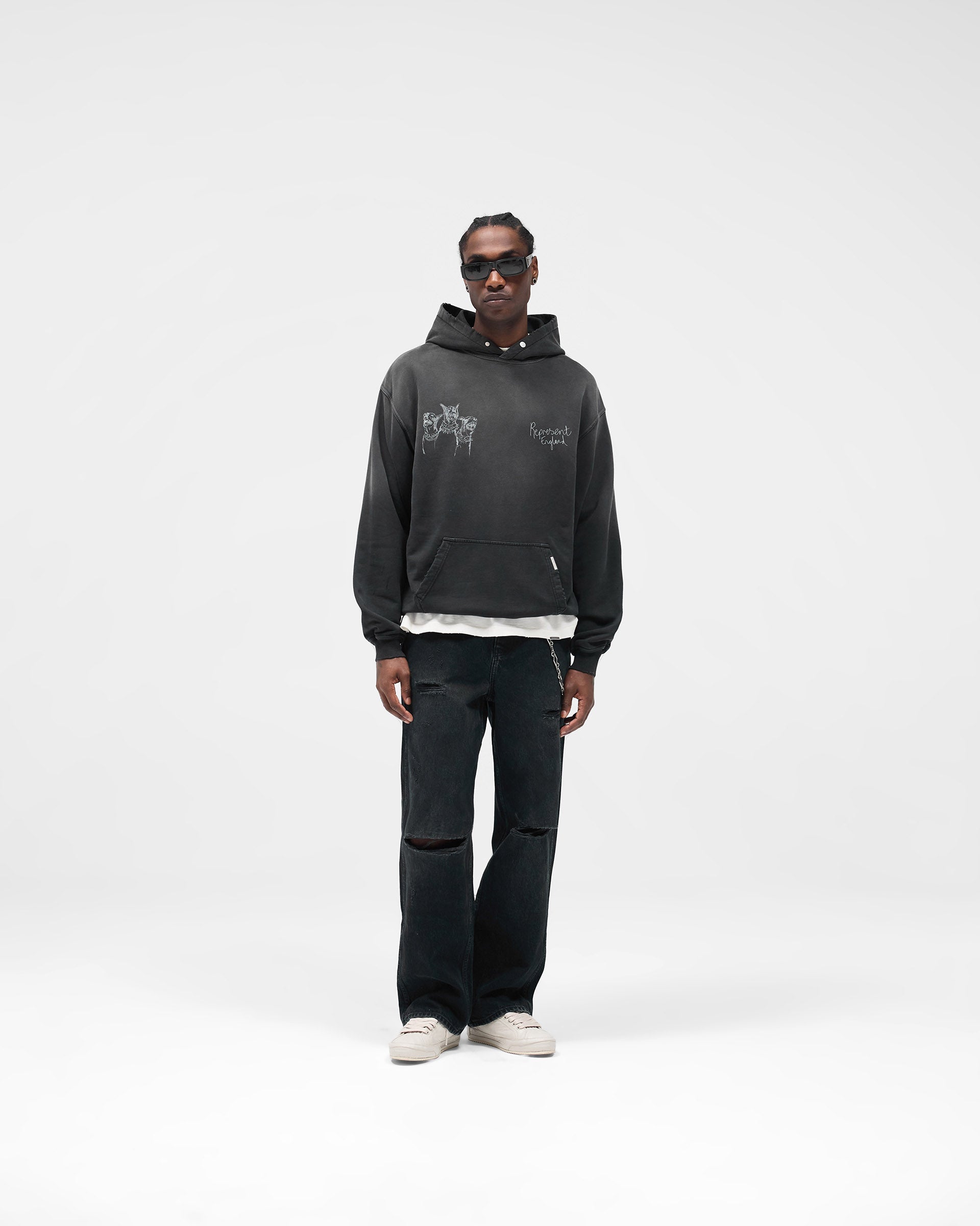 Hand Drawn Thoroughbred Hoodie - Aged Black