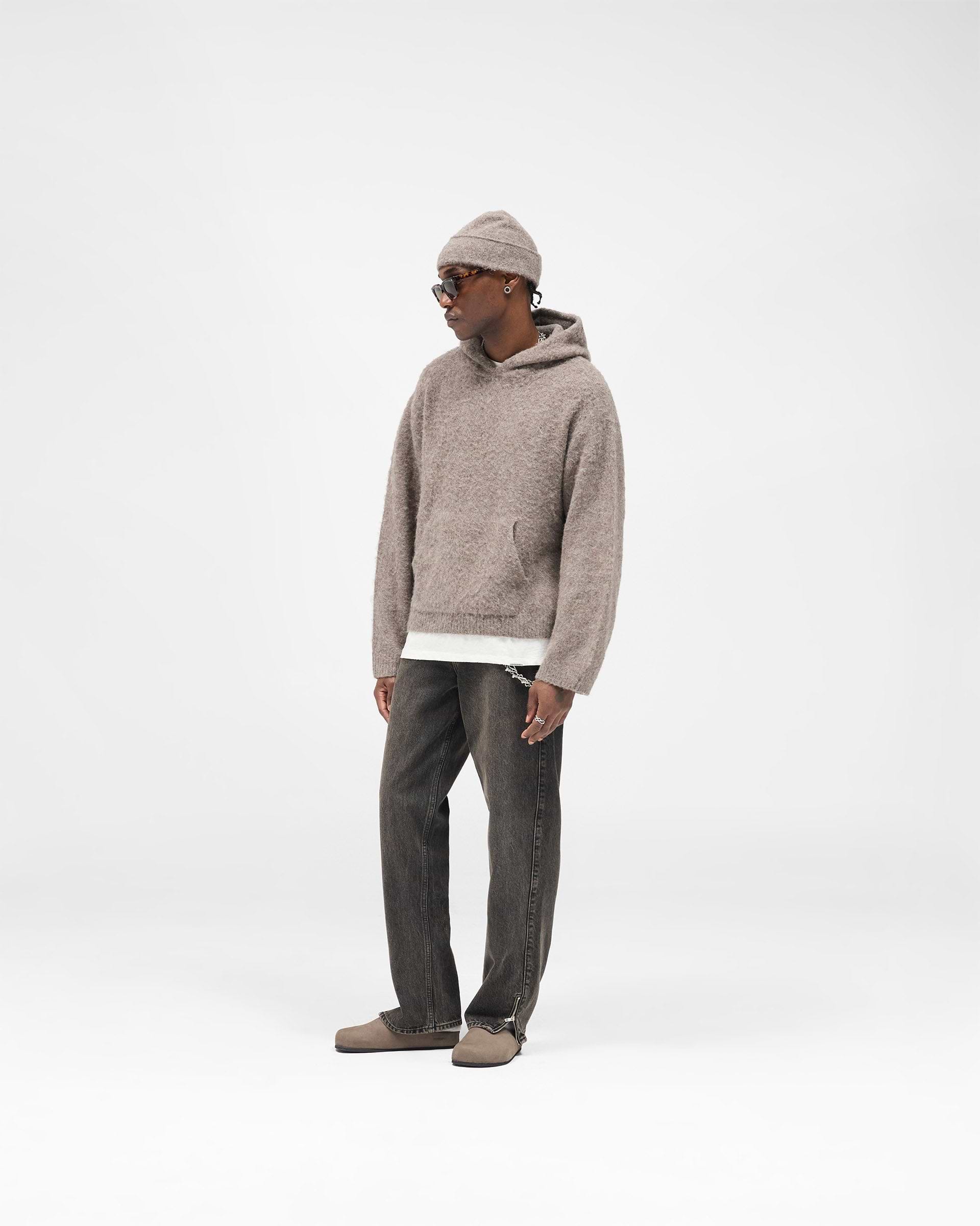 Textured Borg Hoodie - Nero