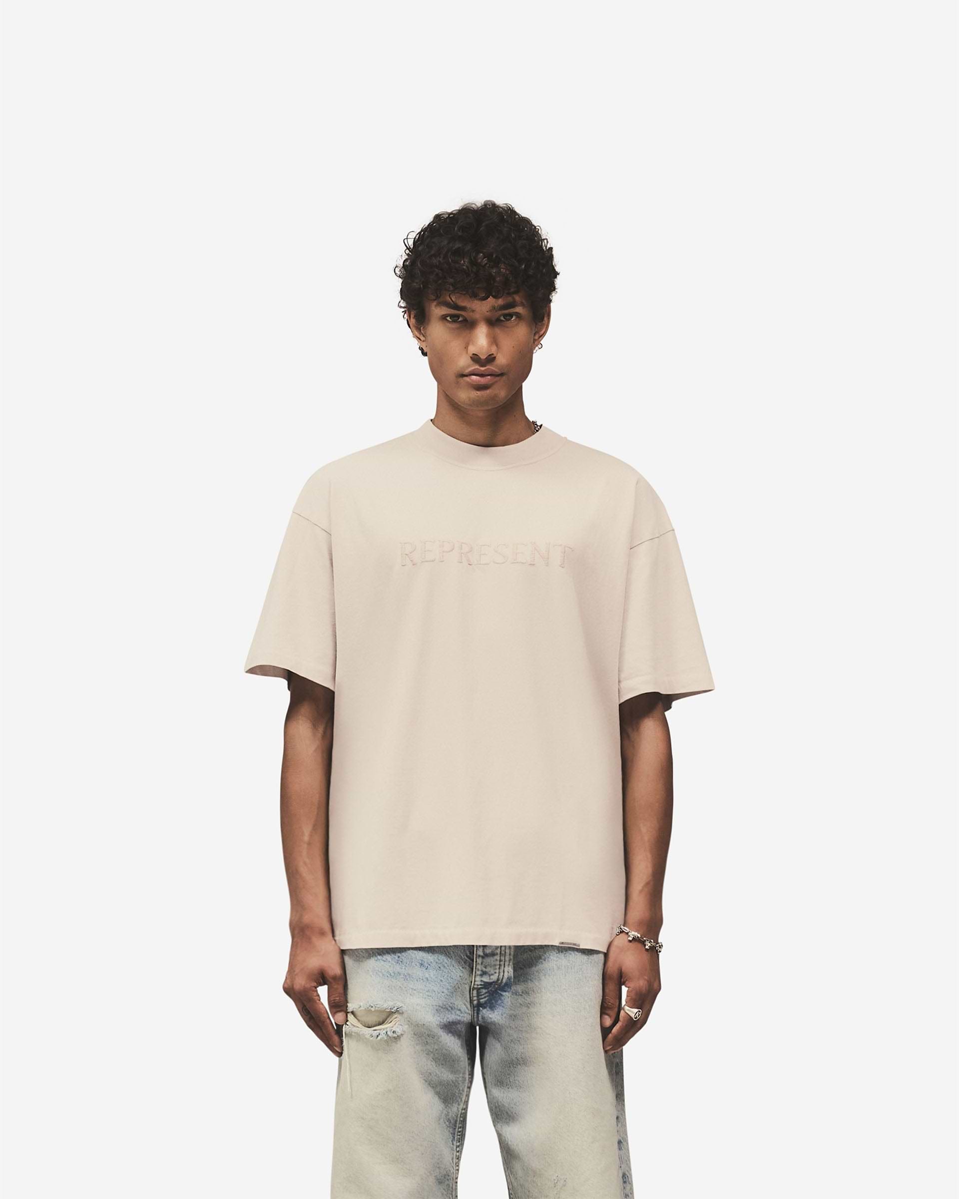 Embroidered Serif Logo T-Shirt - Concrete
