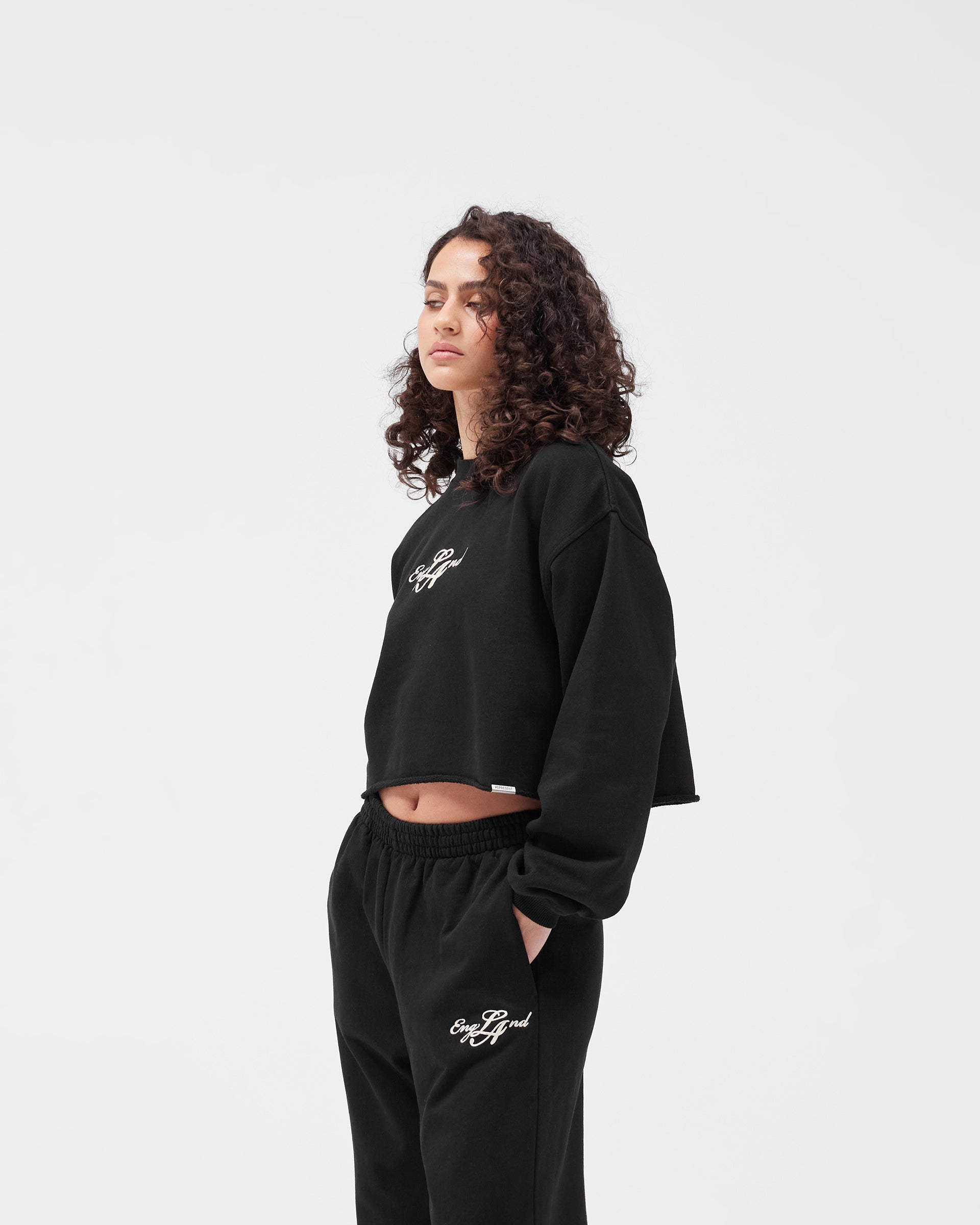 EngLAnd Cropped Sweatshirt - Jet Black