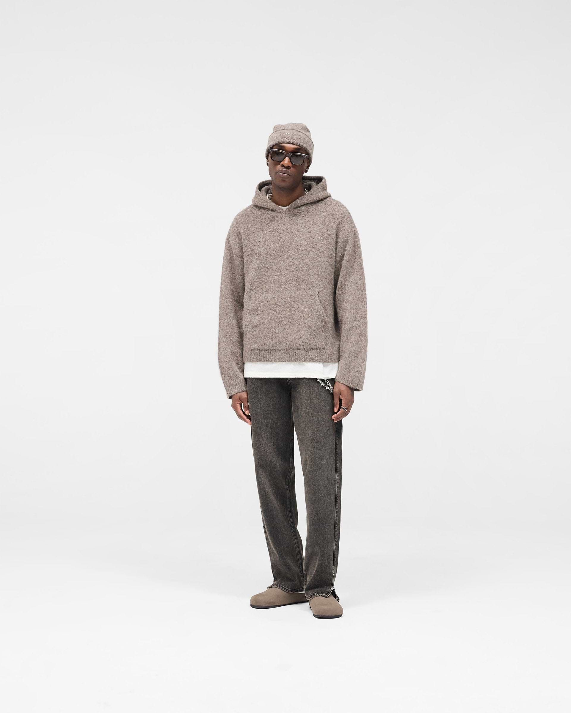 Textured Borg Hoodie - Nero