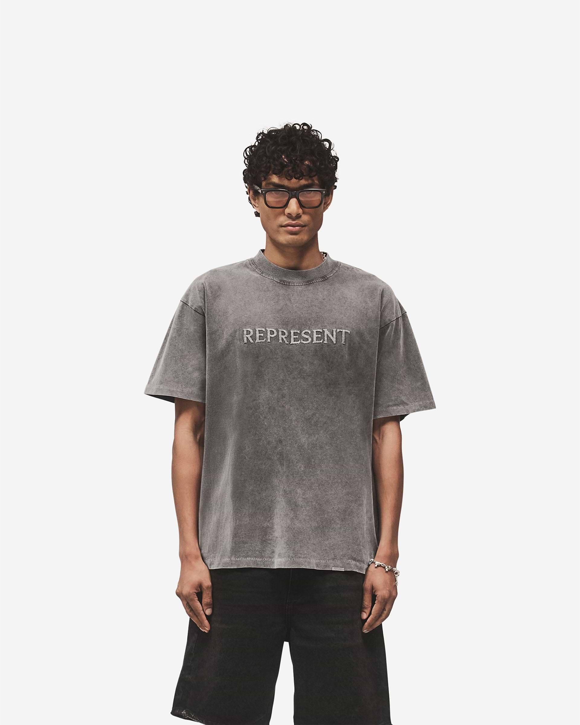 Embroidered Serif Logo T-Shirt - Vintage Grey