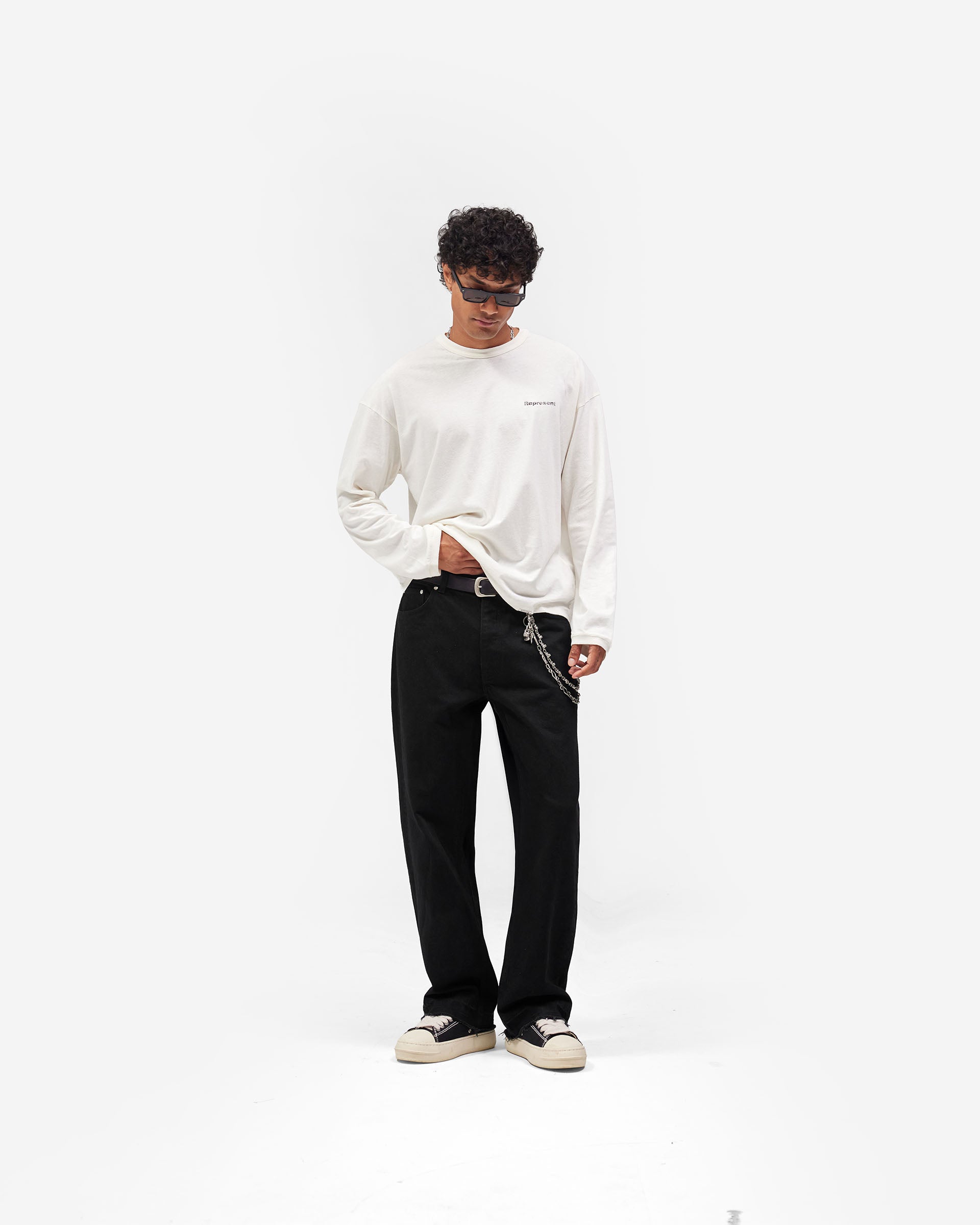 Lowercase Logo Long Sleeve T-Shirt - Flat White