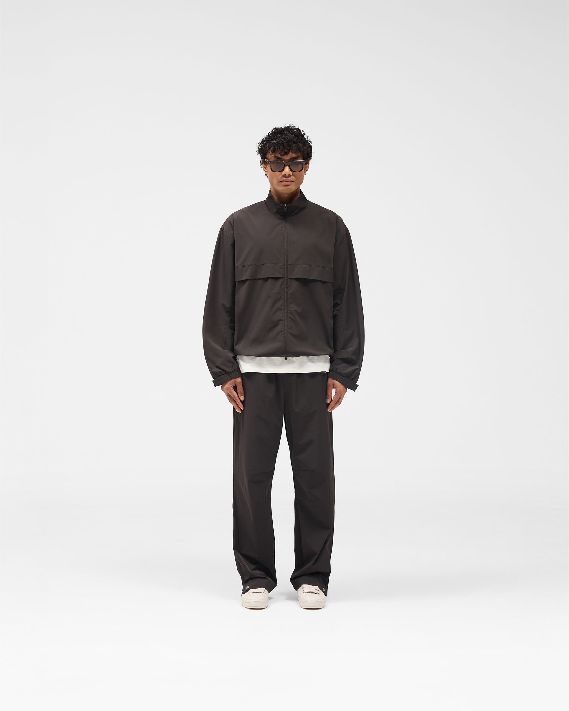 Initial Nylon Track Jacket - Coffee