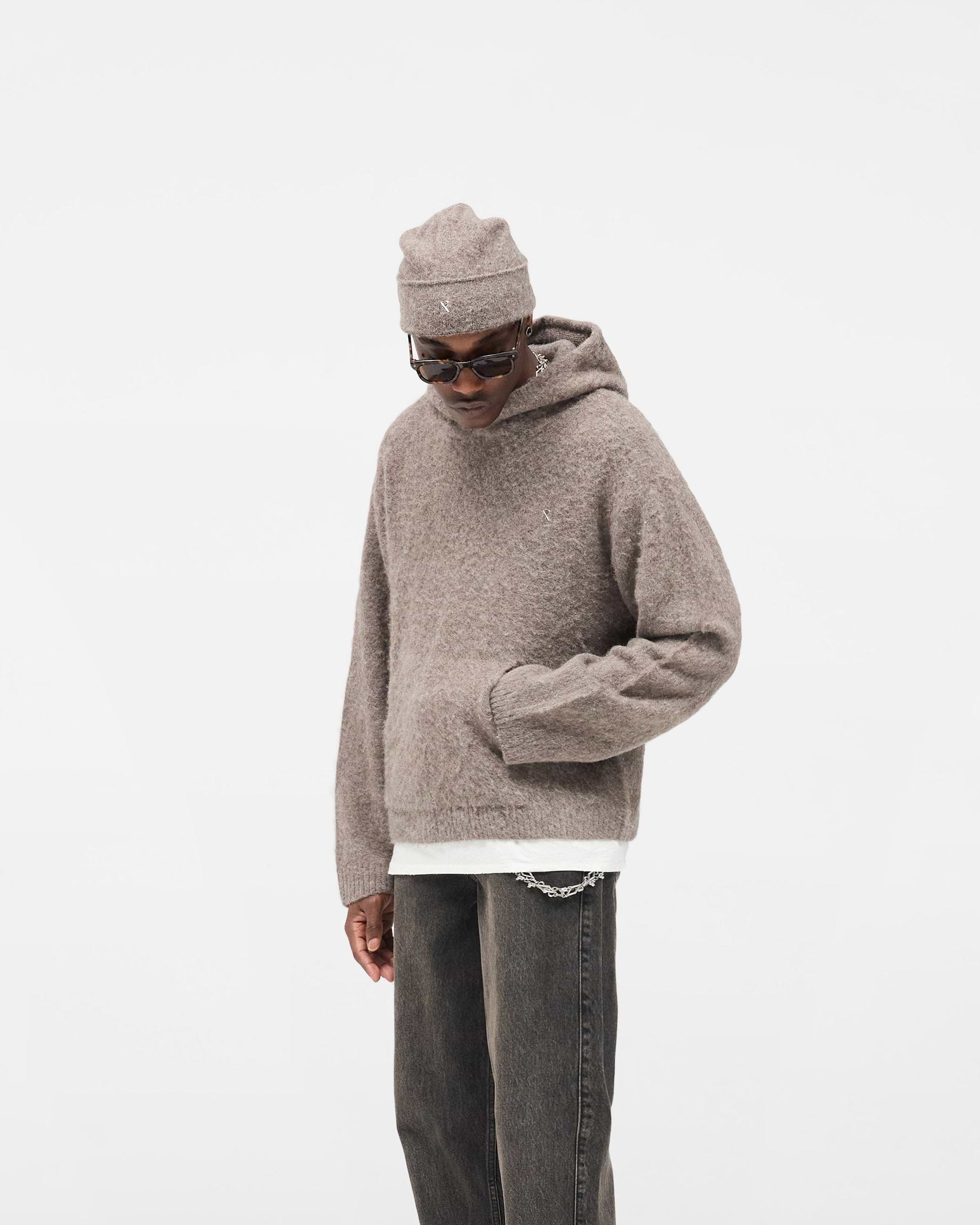 Textured Borg Hoodie - Nero
