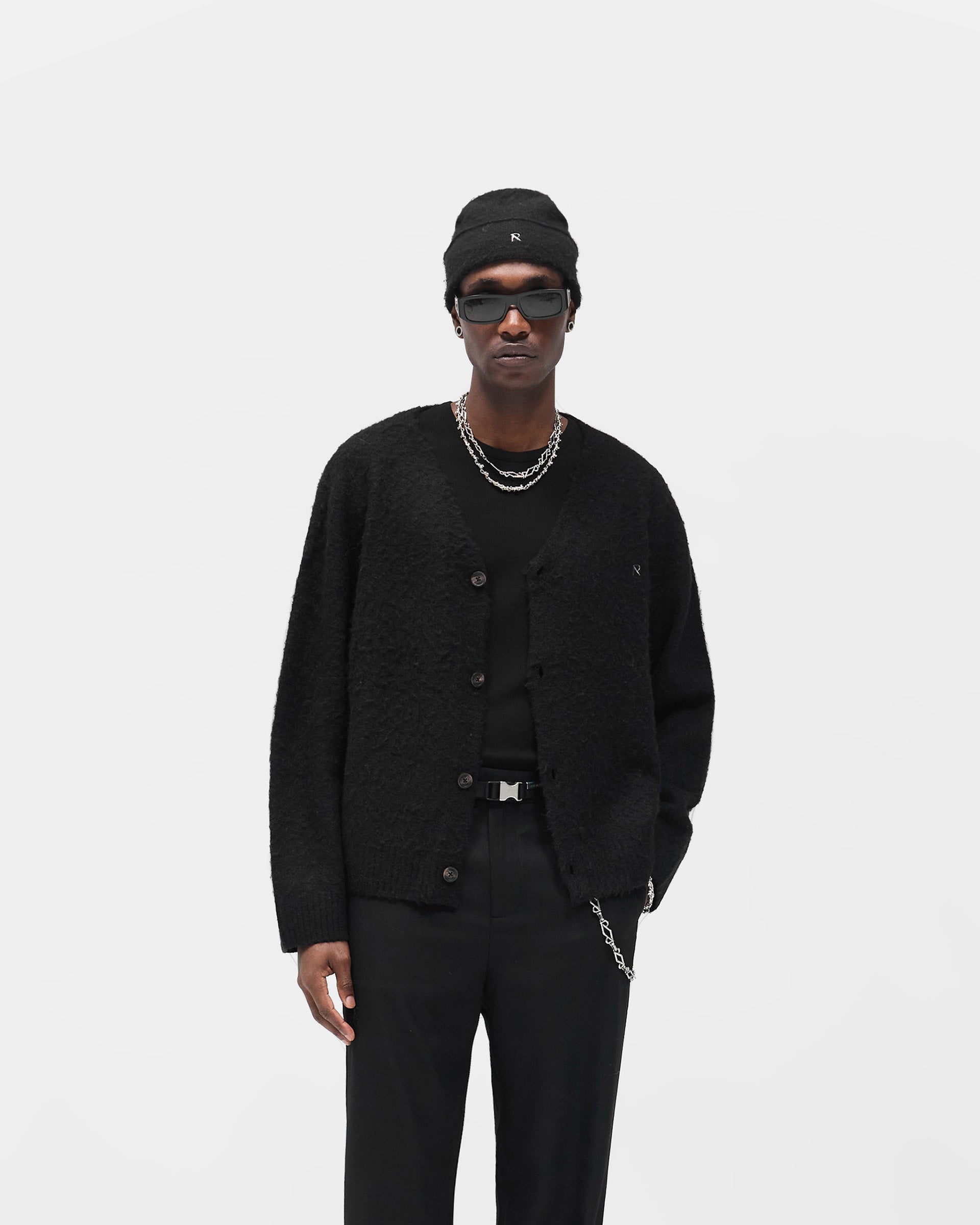 Textured Knit Cardigan - Jet Black