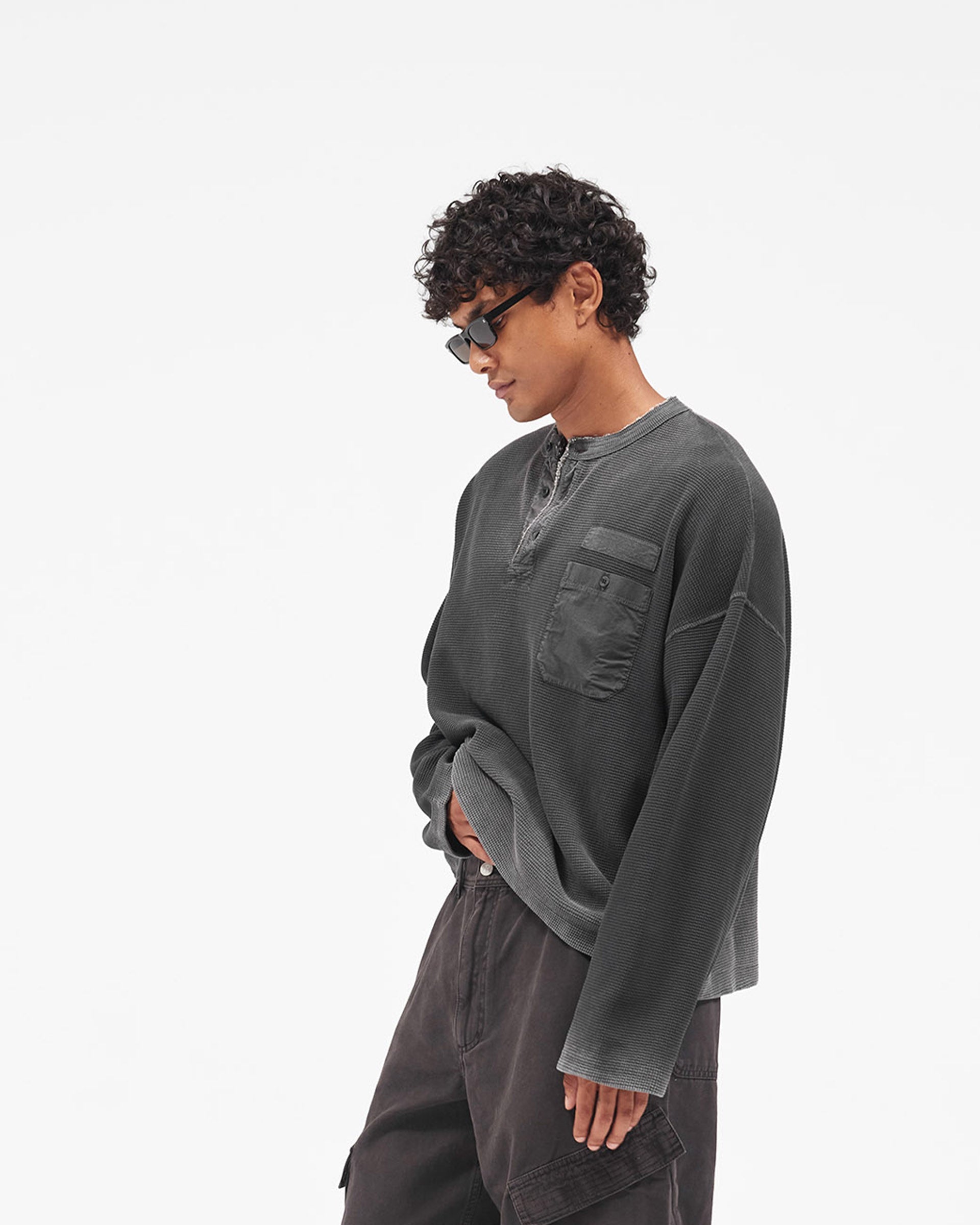 Heavyweight Henley Sweater - Vintage Black