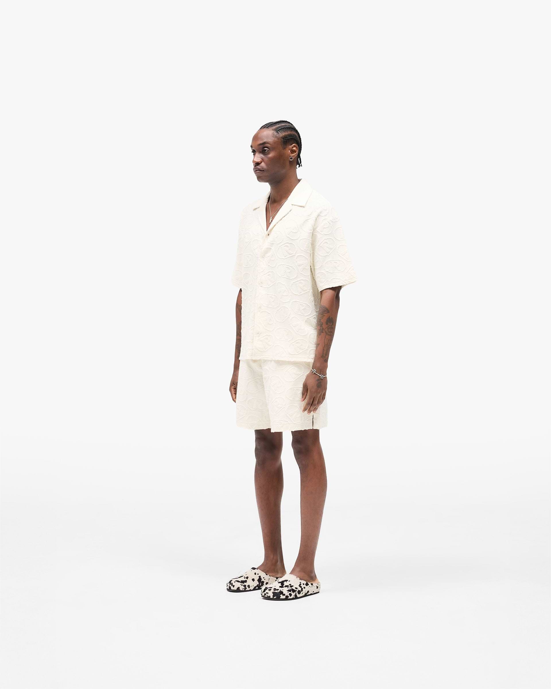 All Over Print Towel Short - Aged White