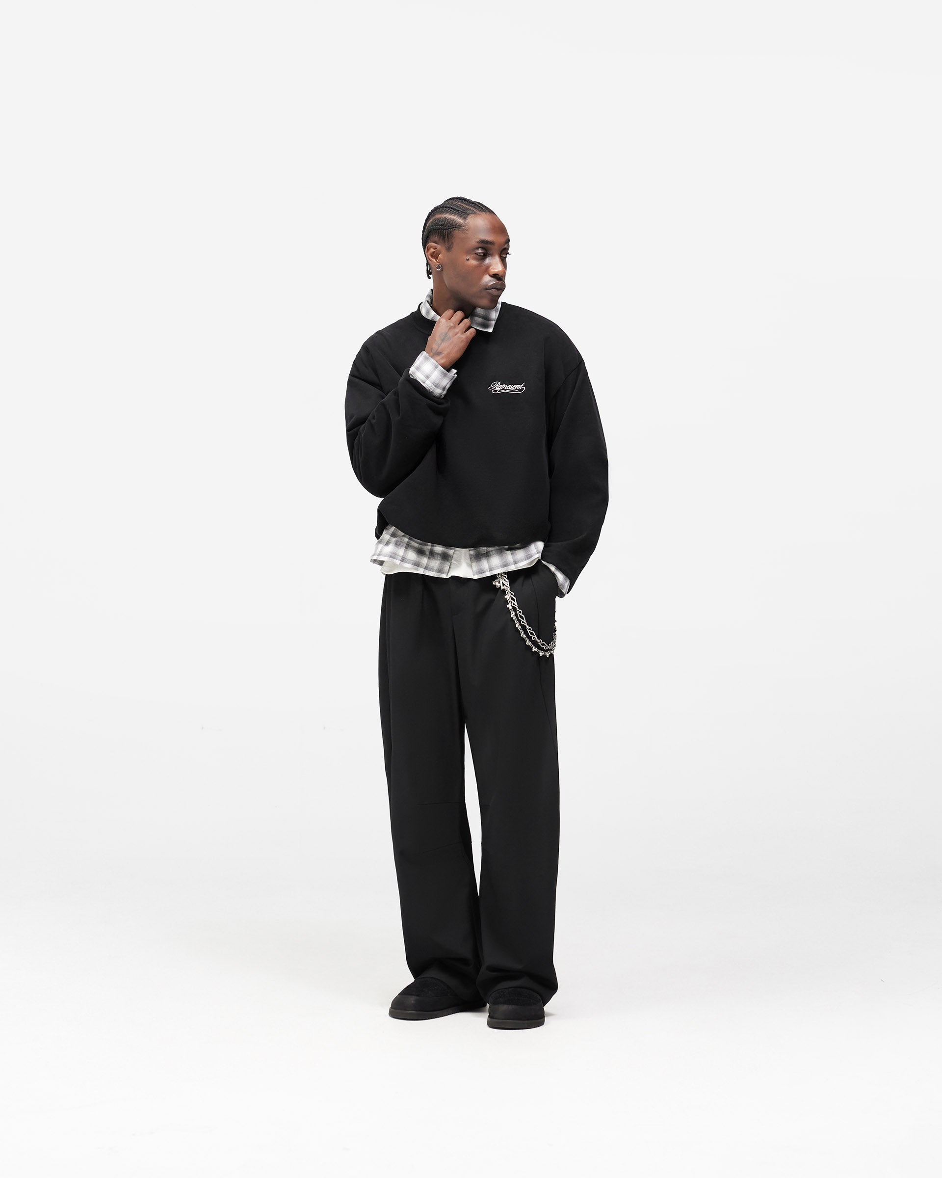 Dual Layer Script Sweater - Jet Black