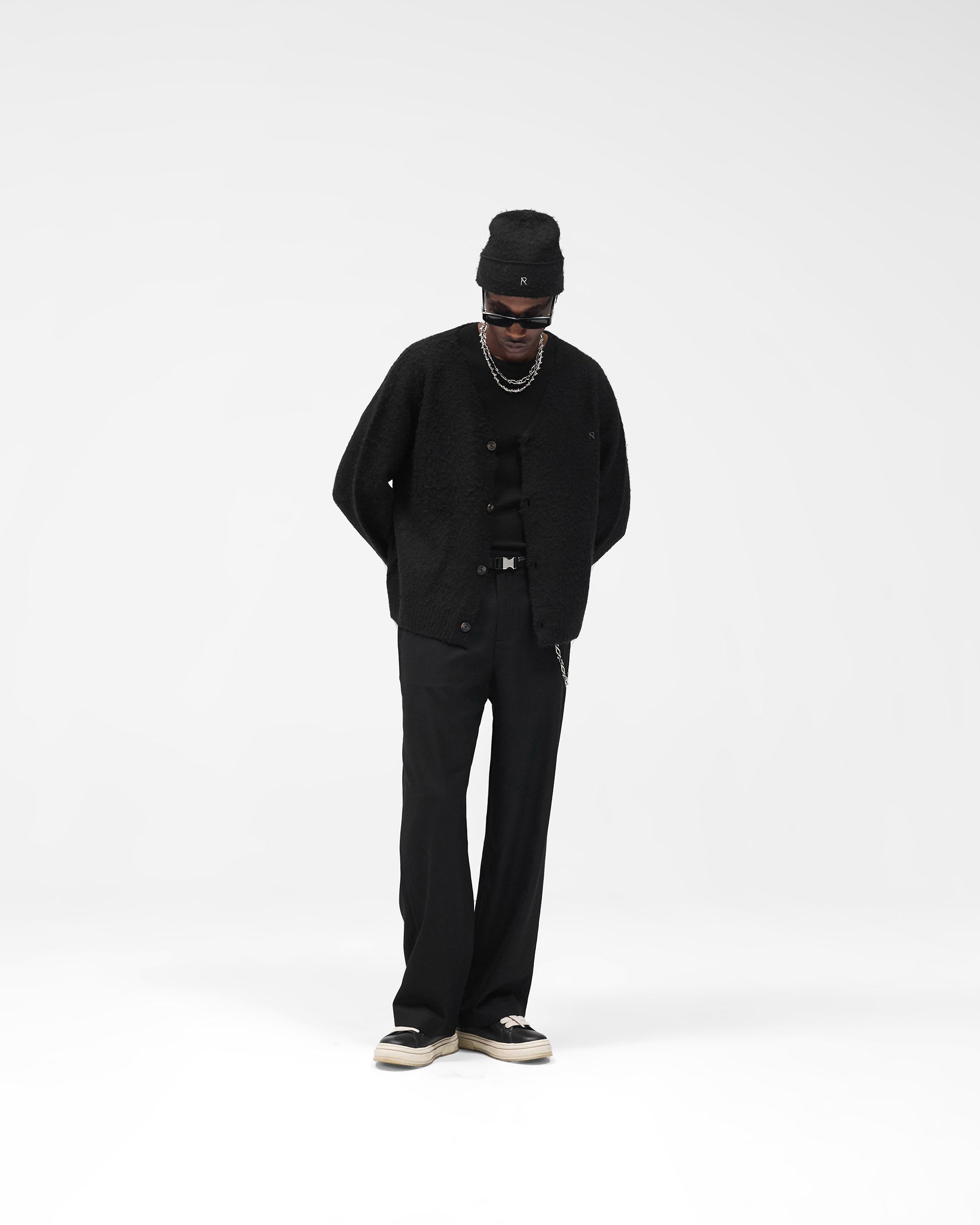 Textured Knit Cardigan - Jet Black